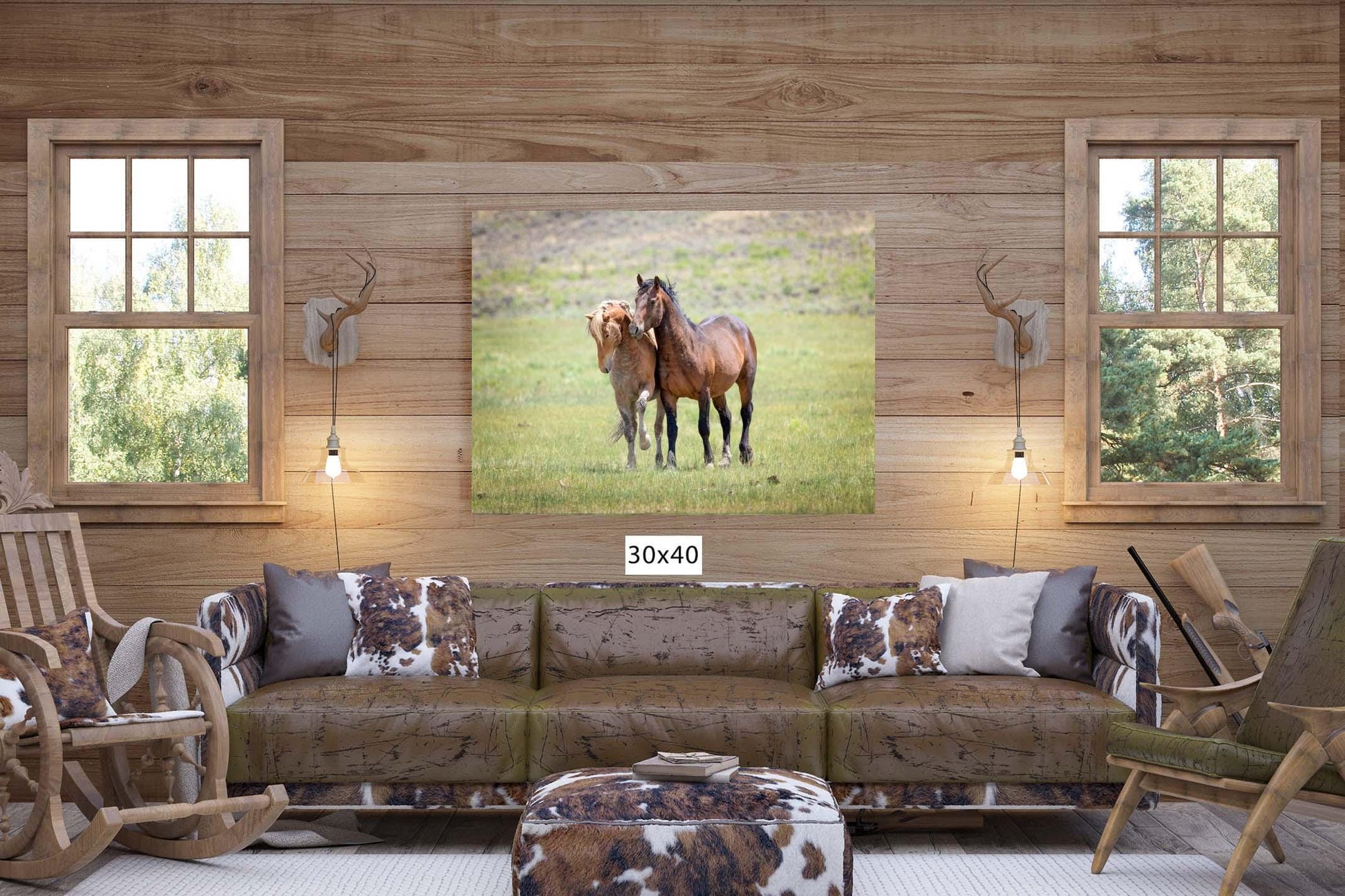 Wild Stallions Photo Canvas, Wyoming Mustang Horses Wall Art Print, Rocky Mountain Large Wildlife Canvas, Cowboy Old West Decor for Home - SandyDobbsFineArtPhotography