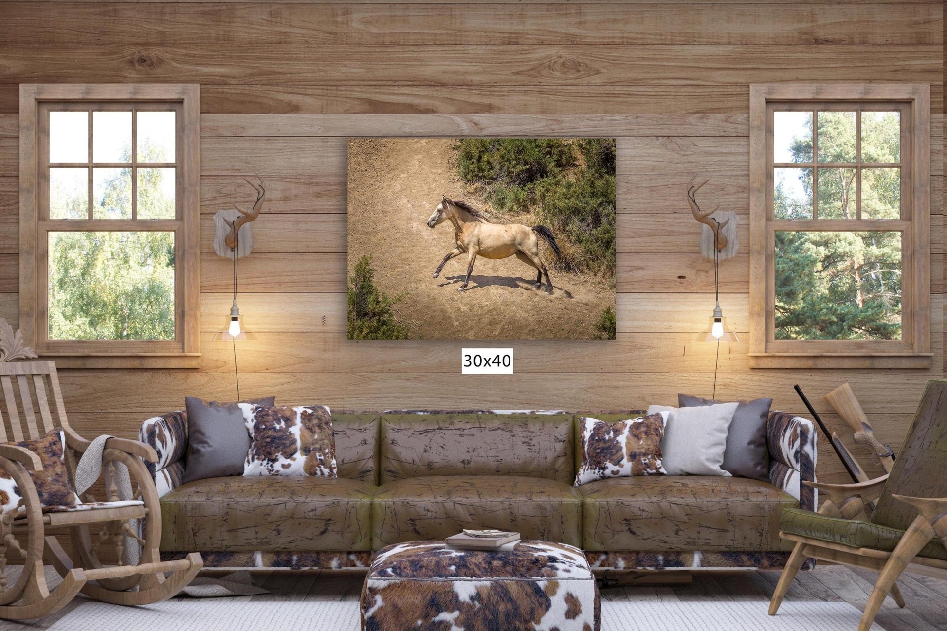 Wild Buckskin Horse Running Wall Art Print, Wild Mustang Photo, Colorado Wildlife Picture Canvas, Cowboy Old West Decor for Home or Office - SandyDobbsFineArtPhotography