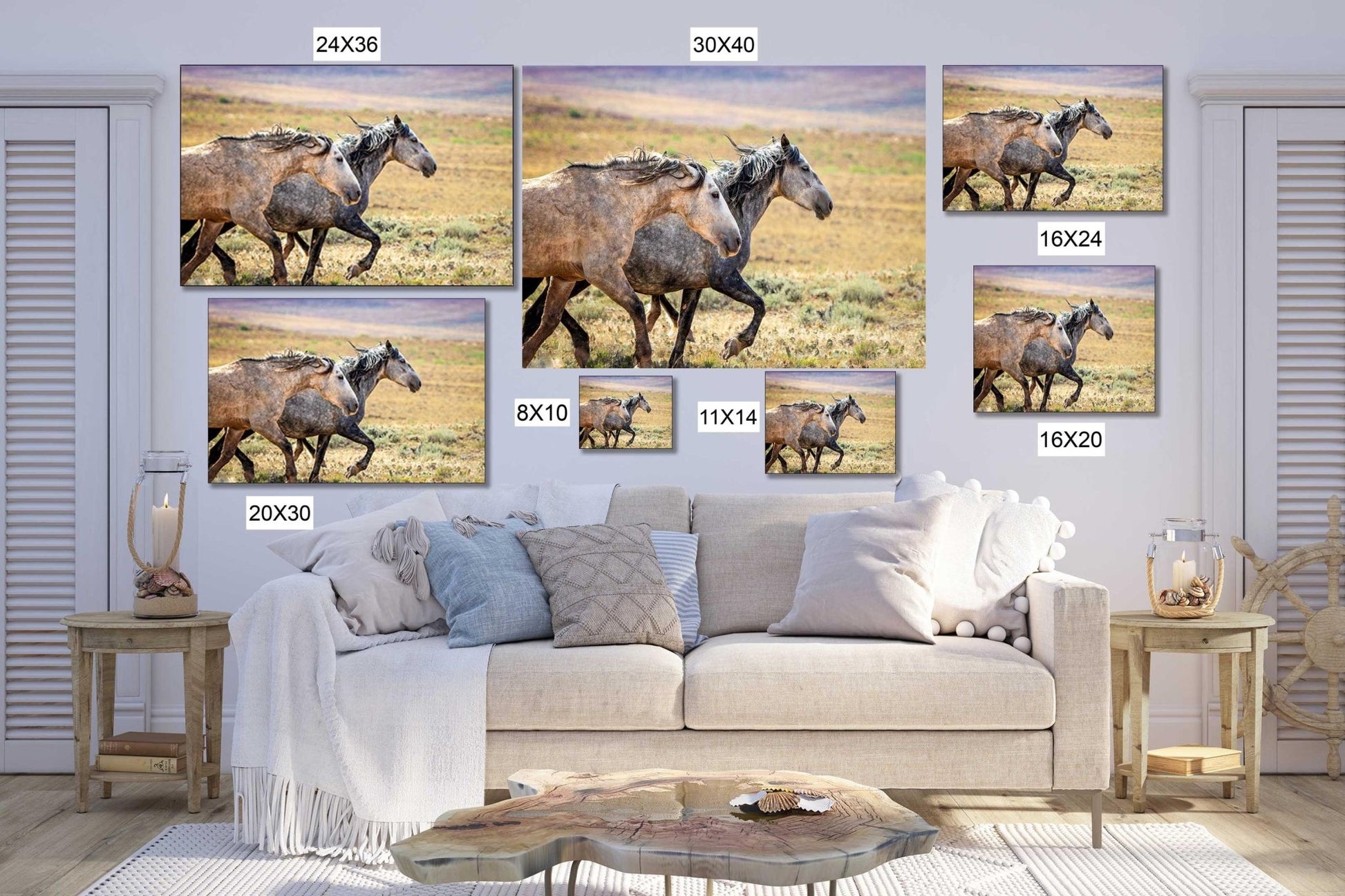 Wild Horses Running Photo, Adobe Town Wyoming Mustang Stallions, Cowboy Old West Decor Wall Art Print, Rocky Mountain Wildlife Canvas - SandyDobbsFineArtPhotography