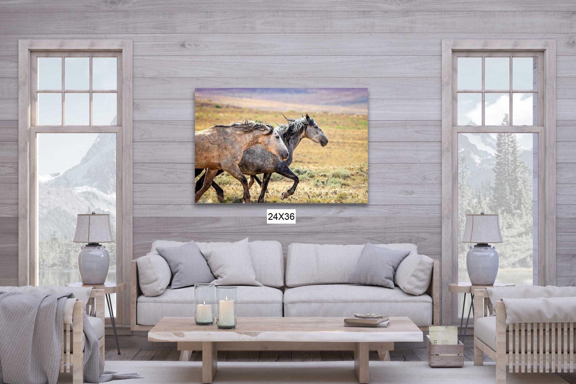 Wild Horses Running Photo, Adobe Town Wyoming Mustang Stallions, Cowboy Old West Decor Wall Art Print, Rocky Mountain Wildlife Canvas - SandyDobbsFineArtPhotography