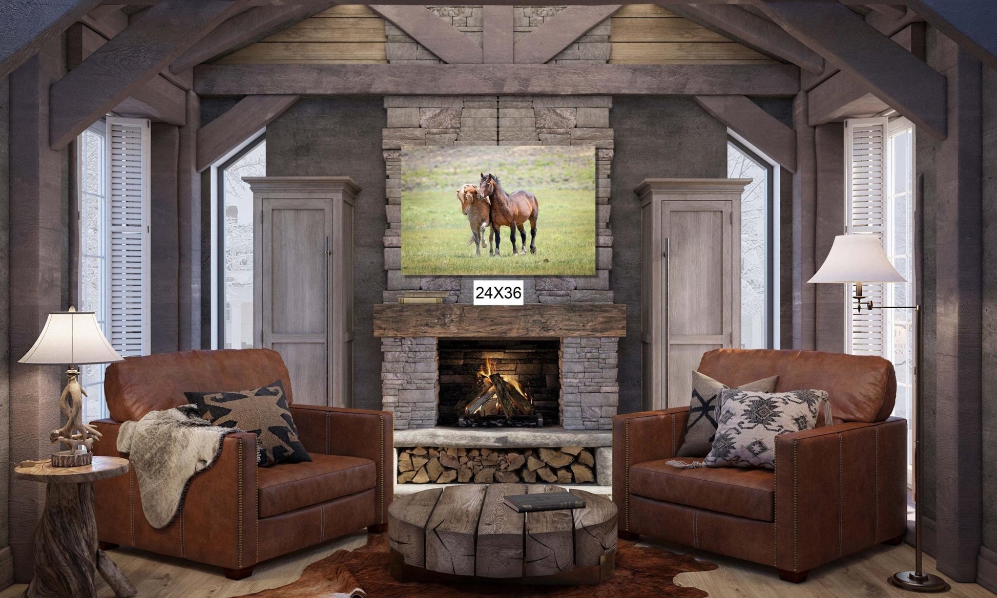 Wild Stallions Photo Canvas, Wyoming Mustang Horses Wall Art Print, Rocky Mountain Large Wildlife Canvas, Cowboy Old West Decor for Home - SandyDobbsFineArtPhotography