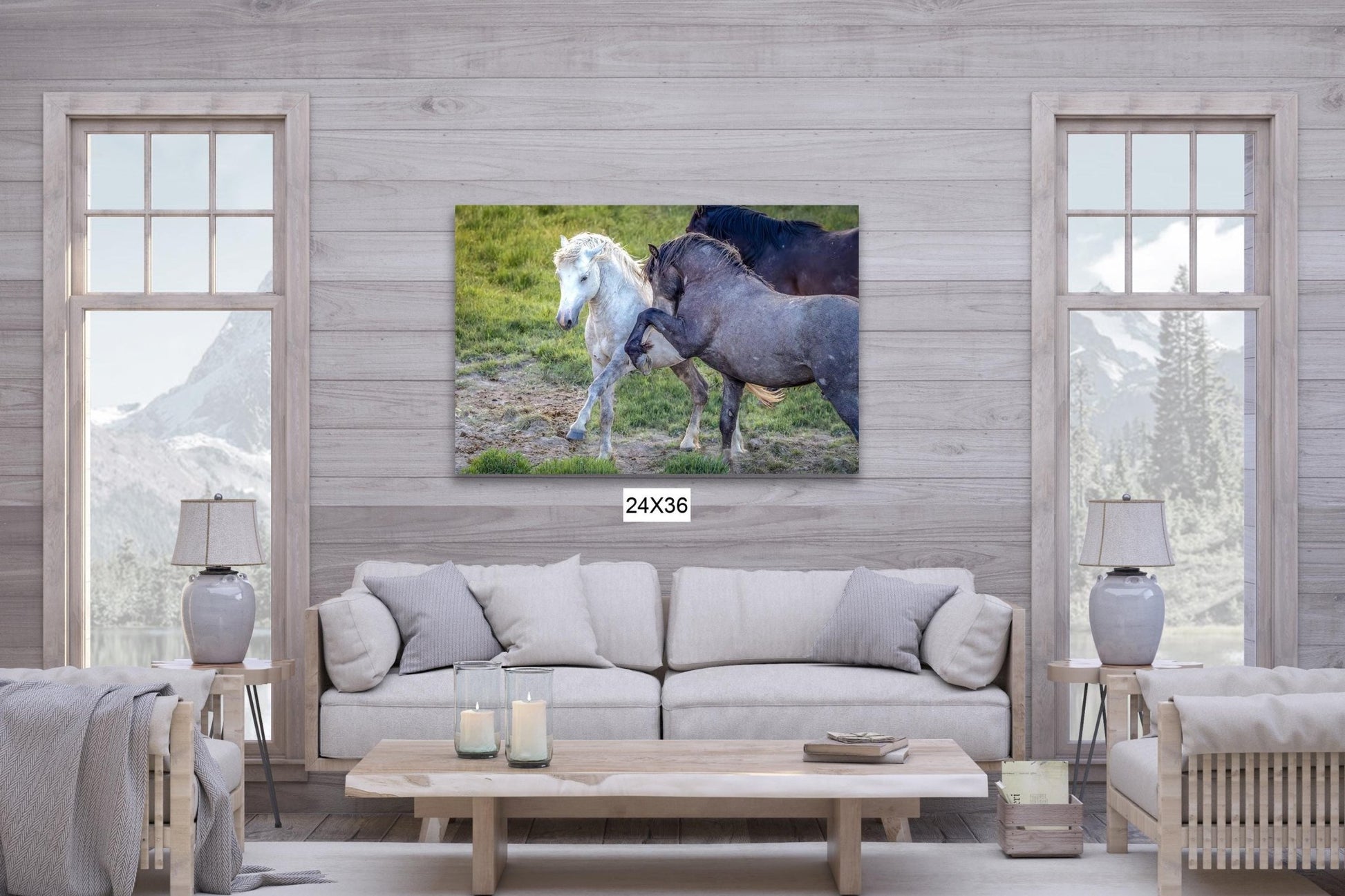 Wild Horses Dancing Photo, Horse Lover Gift, Wyoming Mustang Stallions Wall Art Print, Rocky Mountain Wildlife Canvas, Cowboy Old West Decor - SandyDobbsFineArtPhotography