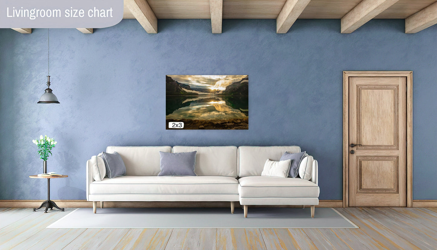 Banff Canada Sunrise Landscape Print, Lake Minnewanka Sunrise, Dramatic Landscape Canvas Wall Art Prints, Wall Decor for Home or Office