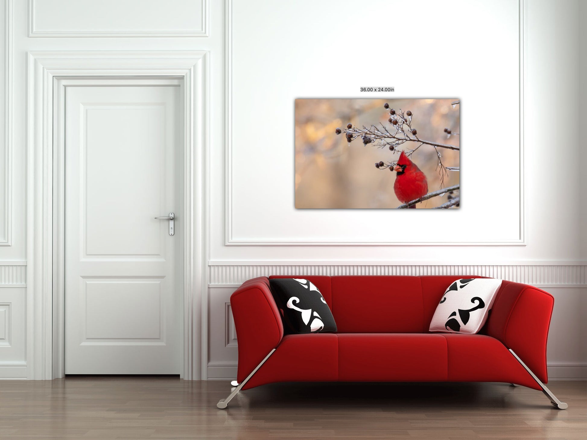 Red Cardinal Canvas Wall Art Prints, Texas Birds, Redbird Photo Canvas, Wall Decor Ideal for Home, Living Room, Bedroom and Kitchen