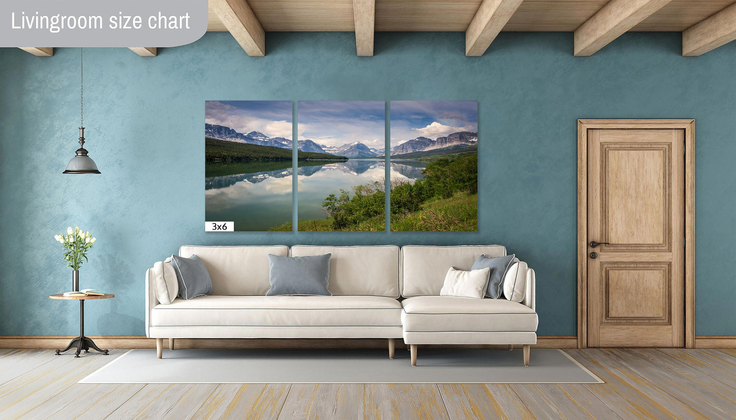 Montana Mountain Landscape, St.Mary's Lake Glacier National Park, Canvas Wall Art Prints, Wall Decor for Living Room, Bedroom or Office