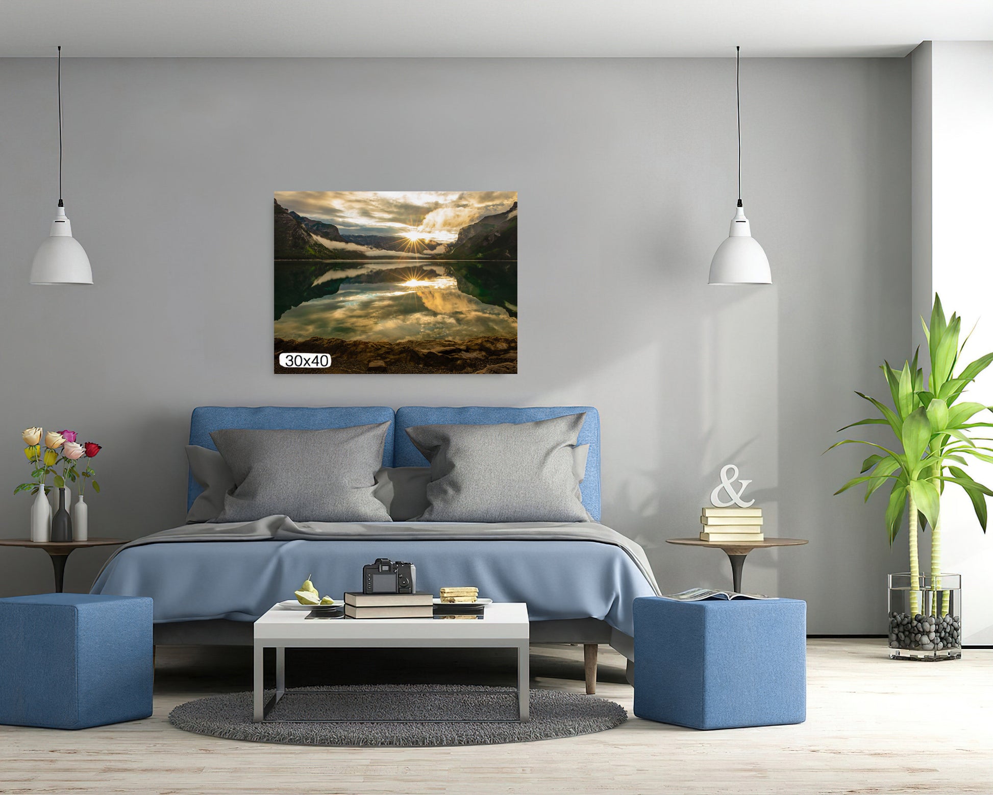 Banff Canada Sunrise Landscape Print, Lake Minnewanka Sunrise, Dramatic Landscape Canvas Wall Art Prints, Wall Decor for Home or Office