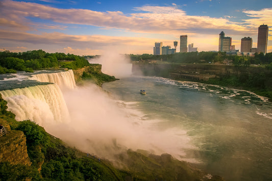 Niagara Falls Golden Hour on US-Canada Border Print, Canvas Wall Art Prints, Wall Decor for Home, Living Room, Bedroom, Office and Kitchen