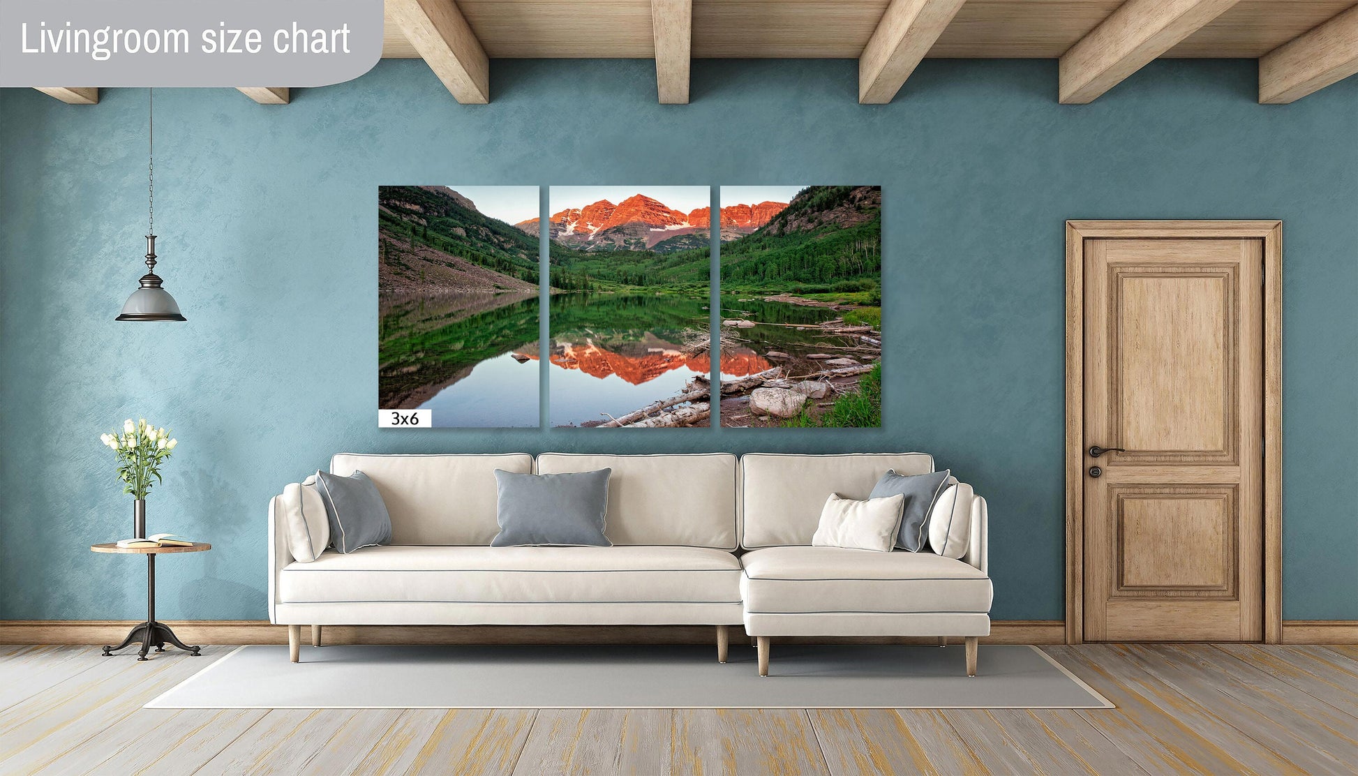 Maroon Bells at Sunrise, Colorado Rocky Mountain Landscape, Canvas Art Wall Decor for Home