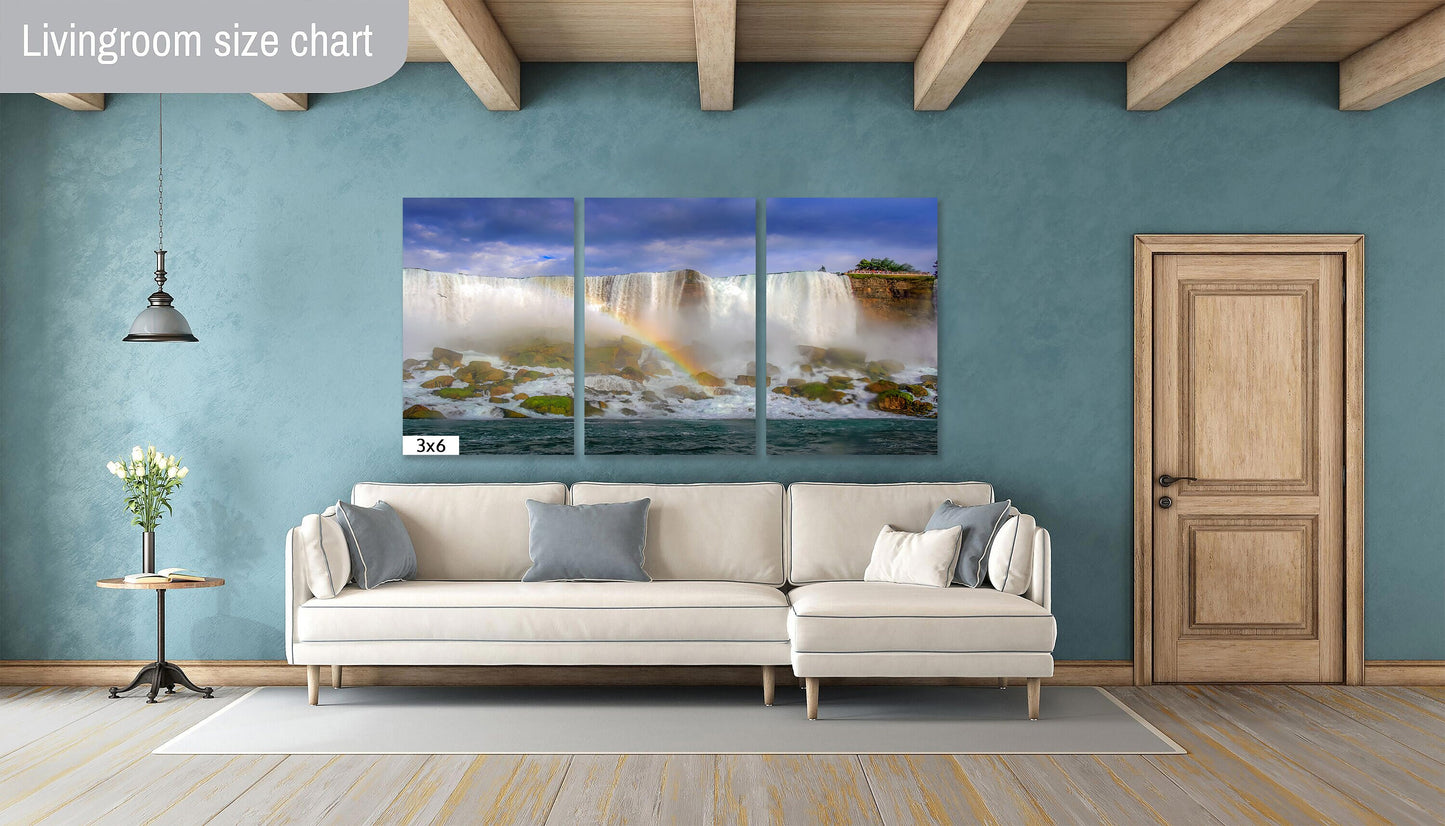 Nature Photo Sale, Niagara Falls Base With Rainbow Print, Canvas Wall Art Prints, Wall Decor Ideal for Home