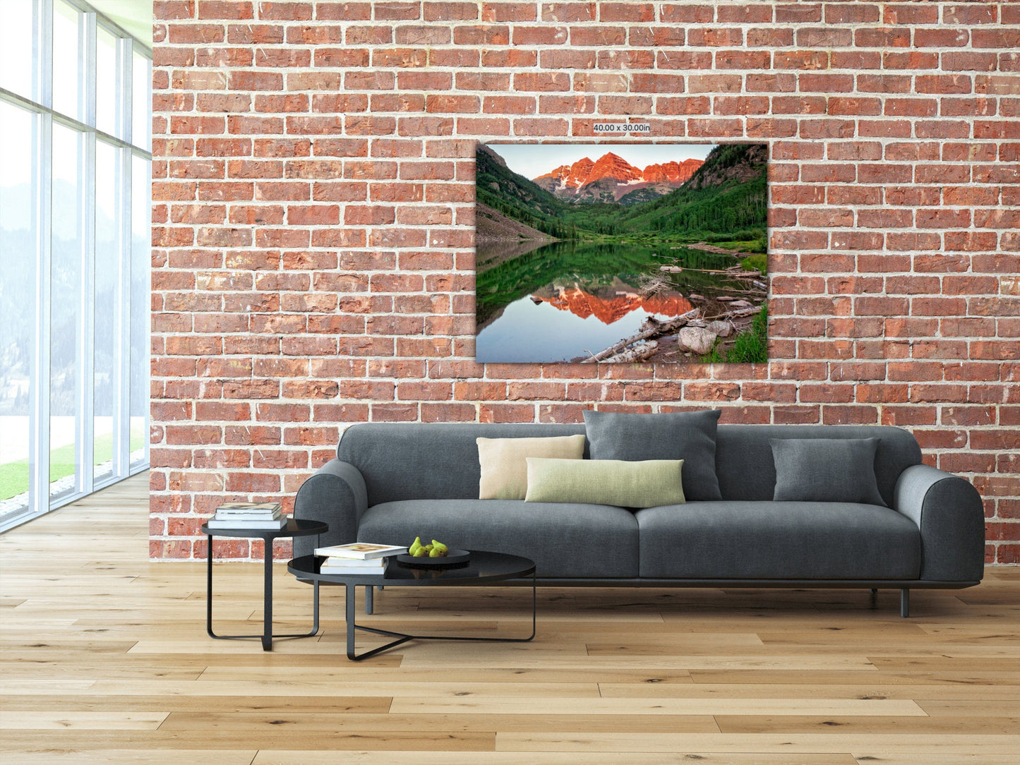 Maroon Bells at Sunrise, Colorado Rocky Mountain Landscape, Canvas Art Wall Decor for Home