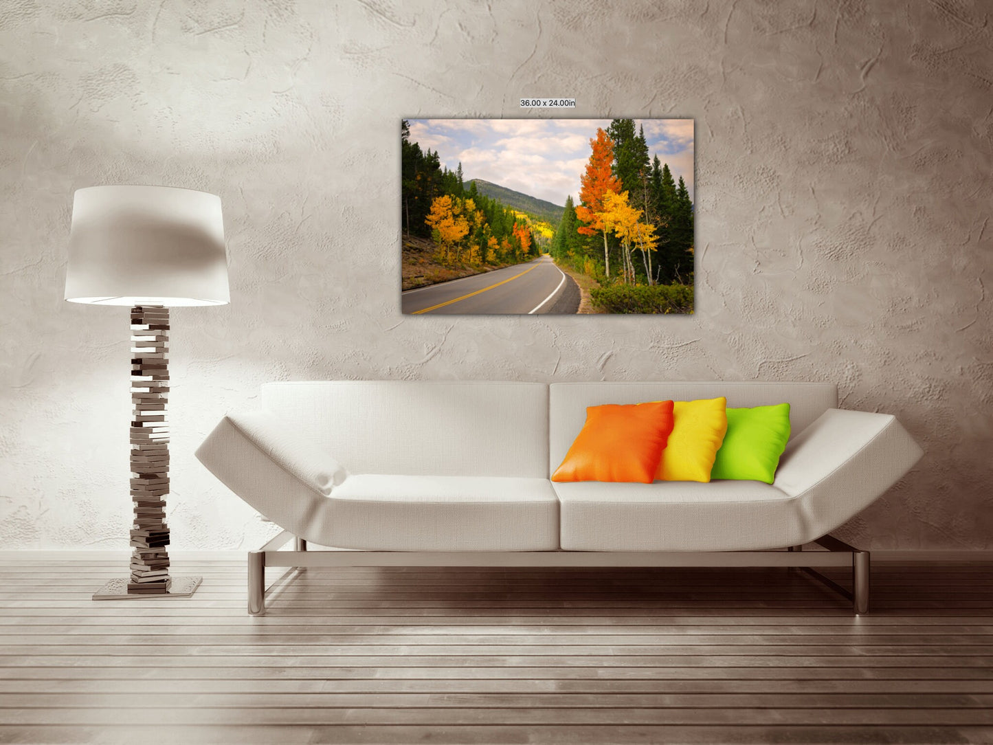 Rocky Mountain National Park Fall Aspens,Mountain Highway in Autumn,Colorado Landscape Canvas Wall Art,Decor for Living Room,Bedroom,Home