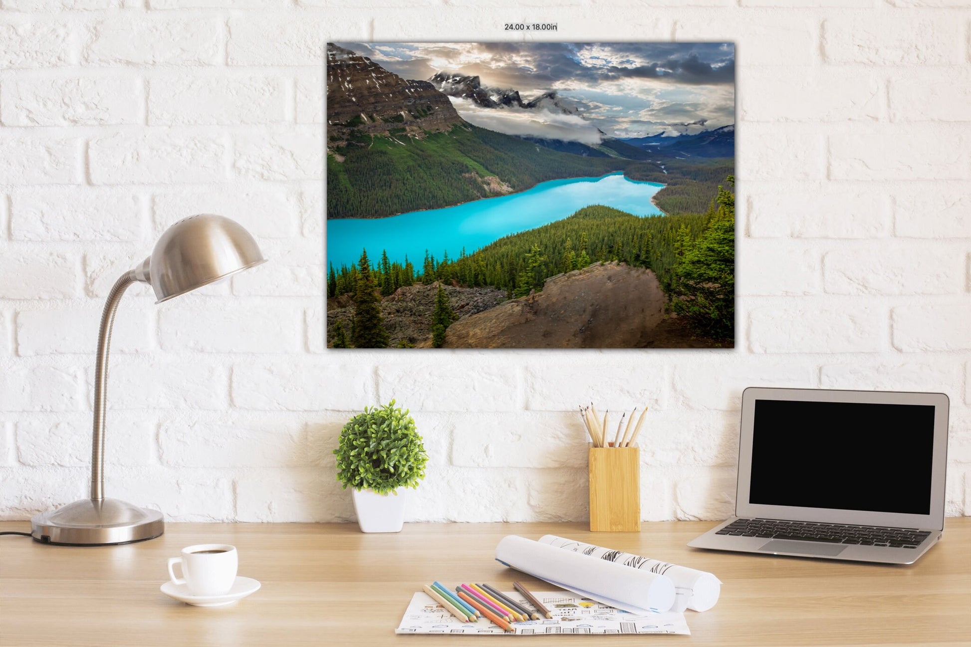Canadian Rockies Canvas Print, Mountain Lake Wall Art, Banff Canada Mountain Scene, Peyto Lake Photograph, Living Room Bedroom Wall Decor