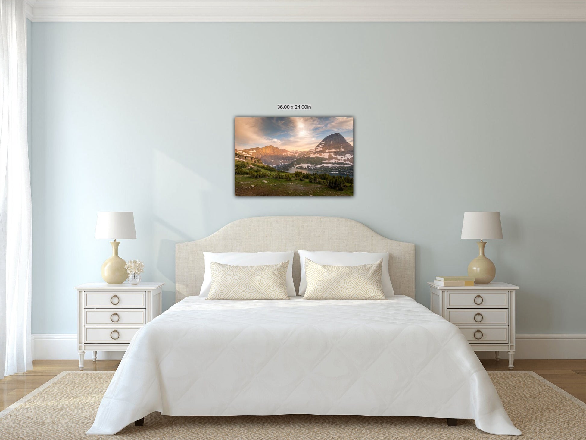 Hidden Lake Sunset, Glacier National Park Montana, Canvas Wall Art Prints-Wall Decor for Home, Living Room, Bedroom, Office and Kitchen