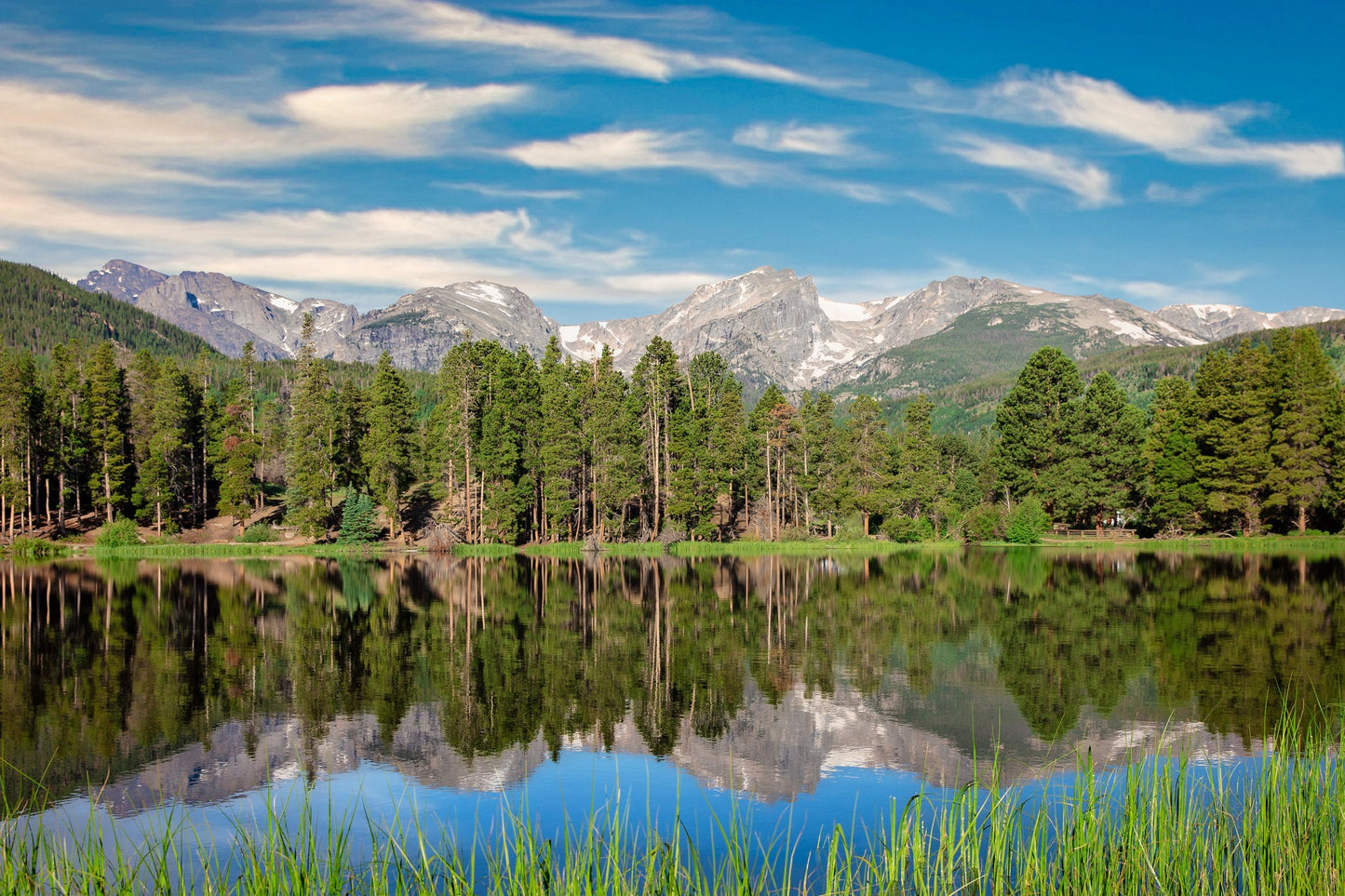 Rocky Mountain National Park Bear Lake, Mountain Reflection,Colorado Landscape Canvas Wall Art,Decor for Home and Living Room