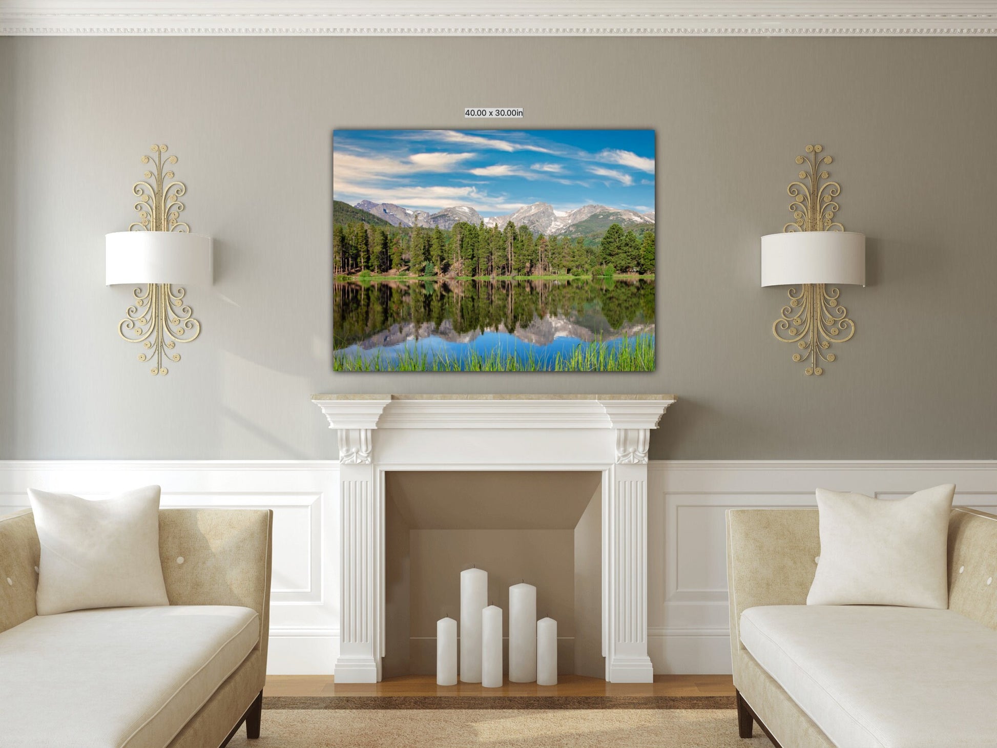 Rocky Mountain National Park Bear Lake, Mountain Reflection,Colorado Landscape Canvas Wall Art,Decor for Home and Living Room