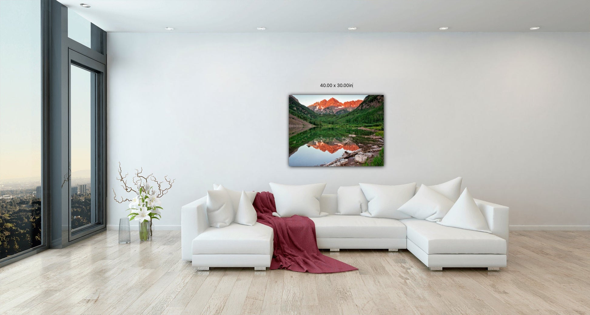 Maroon Bells at Sunrise, Colorado Rocky Mountain Landscape, Canvas Art Wall Decor for Home