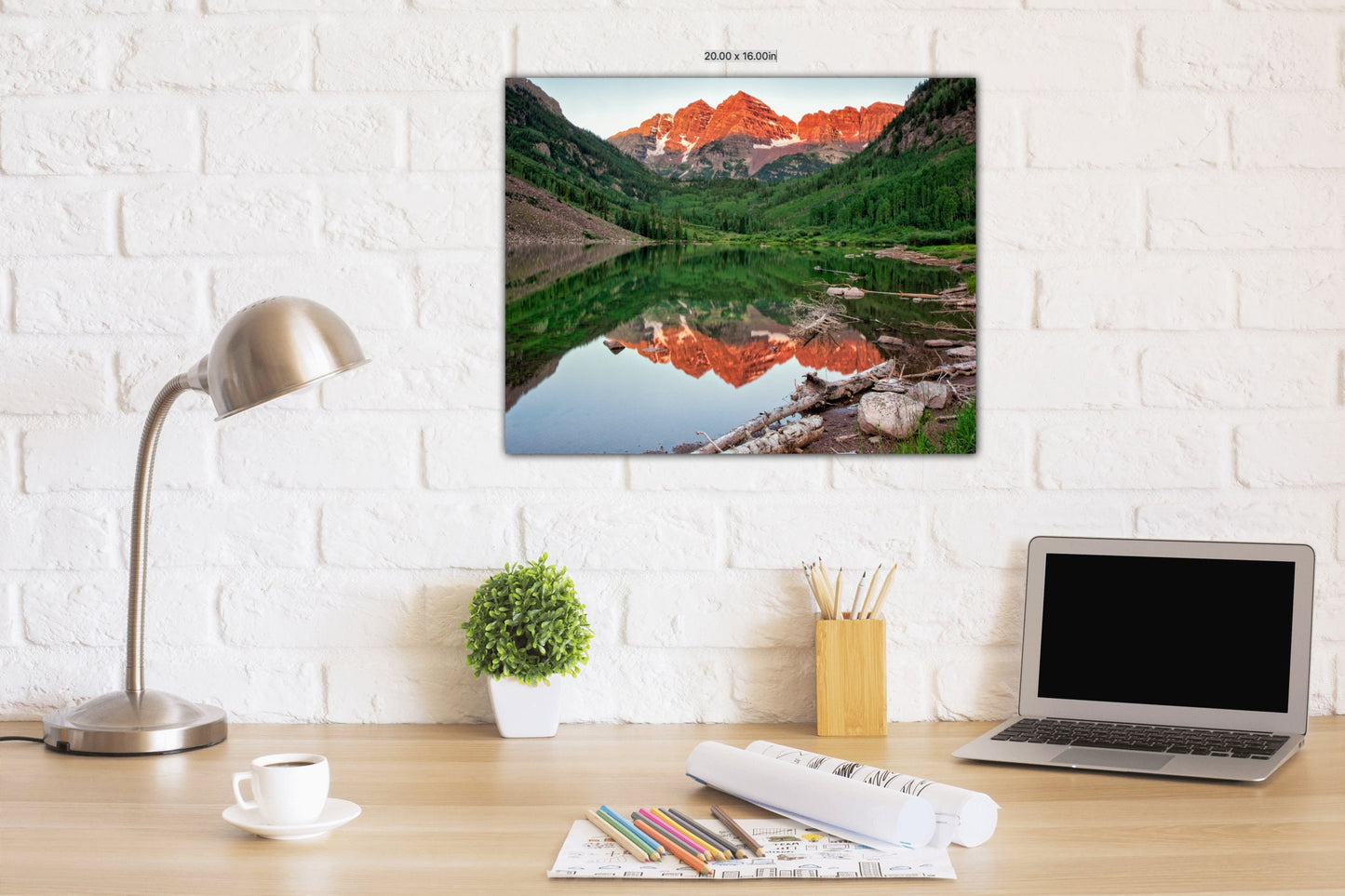 Maroon Bells at Sunrise, Colorado Rocky Mountain Landscape, Canvas Art Wall Decor for Home