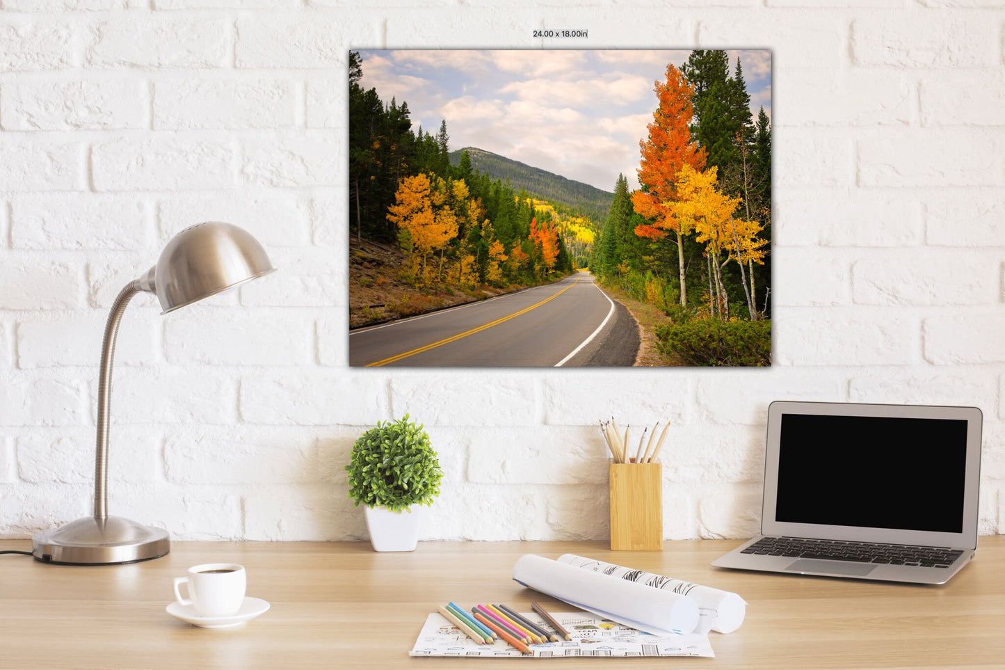 Rocky Mountain National Park Fall Aspens,Mountain Highway in Autumn,Colorado Landscape Canvas Wall Art,Decor for Living Room,Bedroom,Home