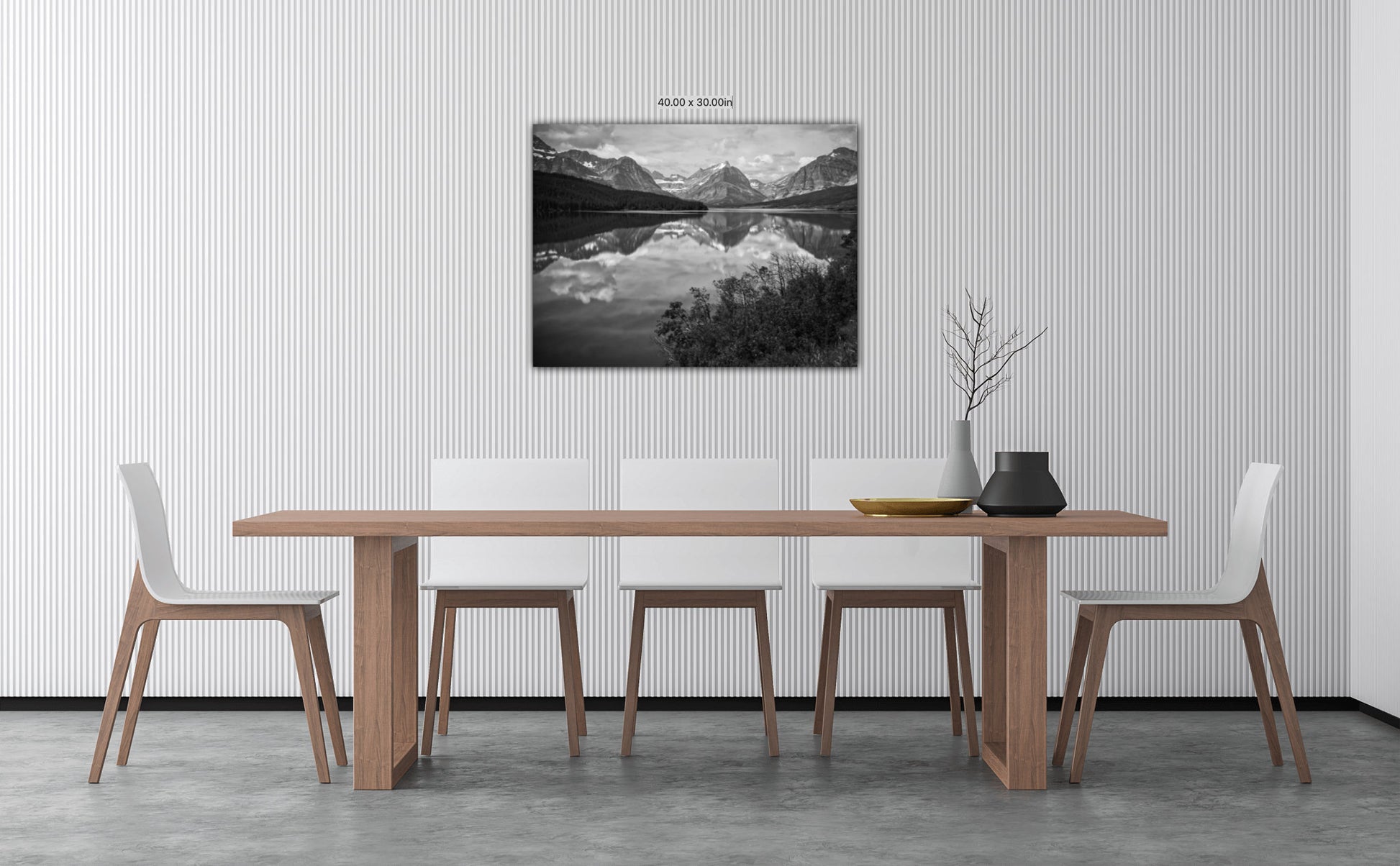 St.Mary's Lake Glacier National Park, Montana Mountain Landscape, Canvas Wall Art Prints, Black and White Decor