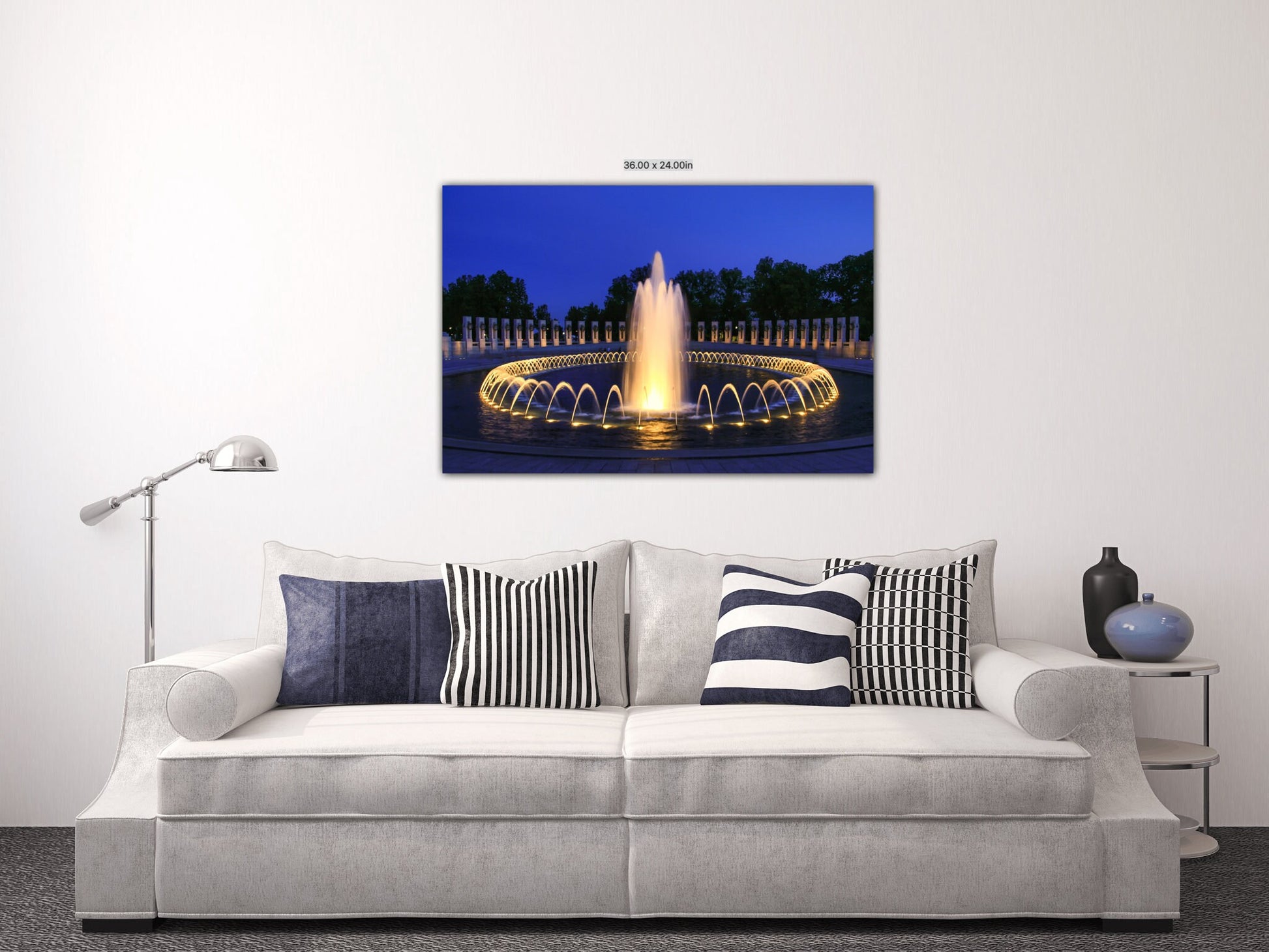 World War II Memorial at Night, Washington D.C Landmark Print, Canvas Wall Art Prints, Wall Decor for Home, Living Room, Bedroom and Office