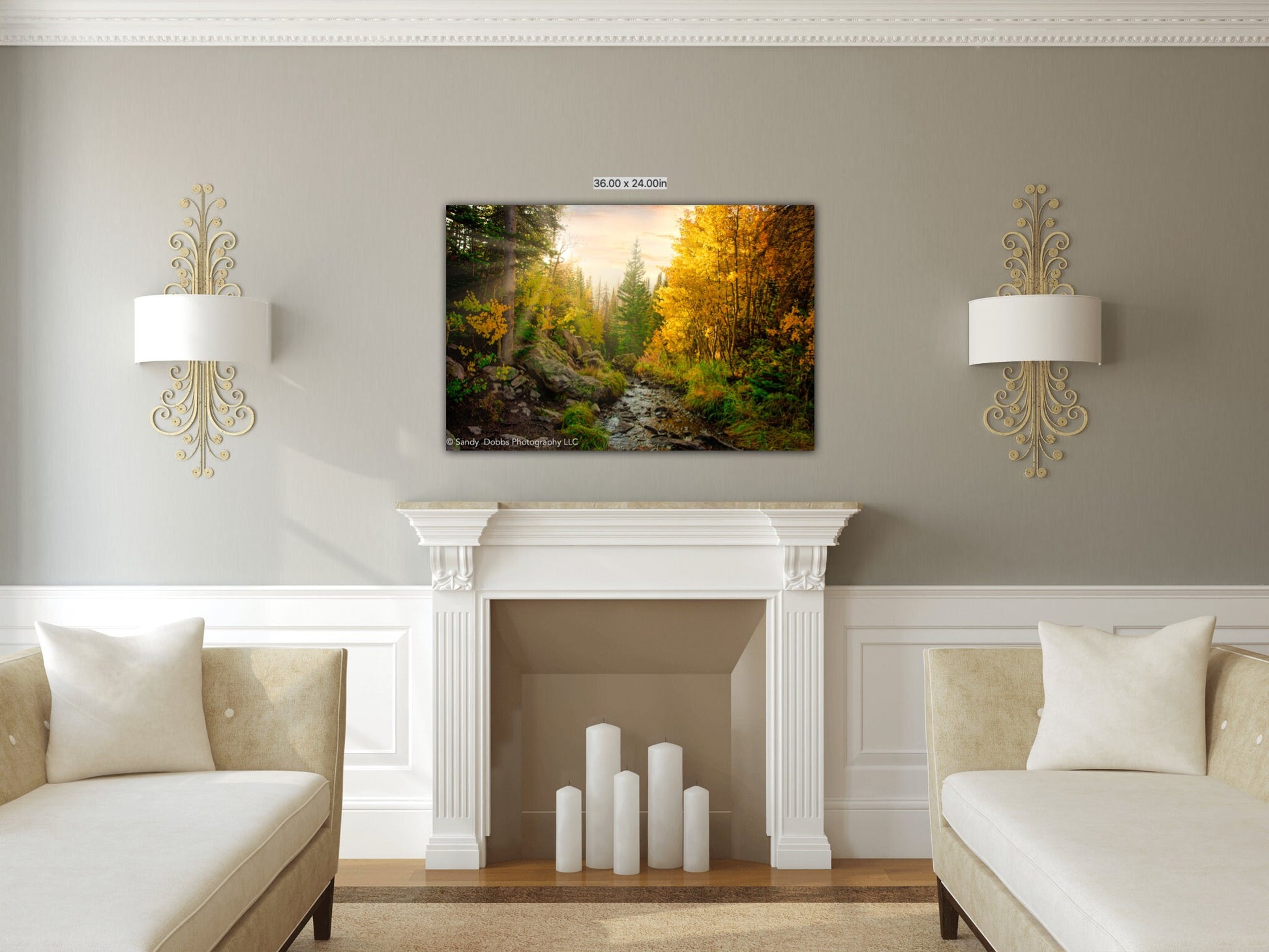 Rocky Mountain National Park Fall Aspens, Mountain Path in Autumn, Colorado Autumn Landscape Canvas Wall Art, Forest Scene Decor for Home