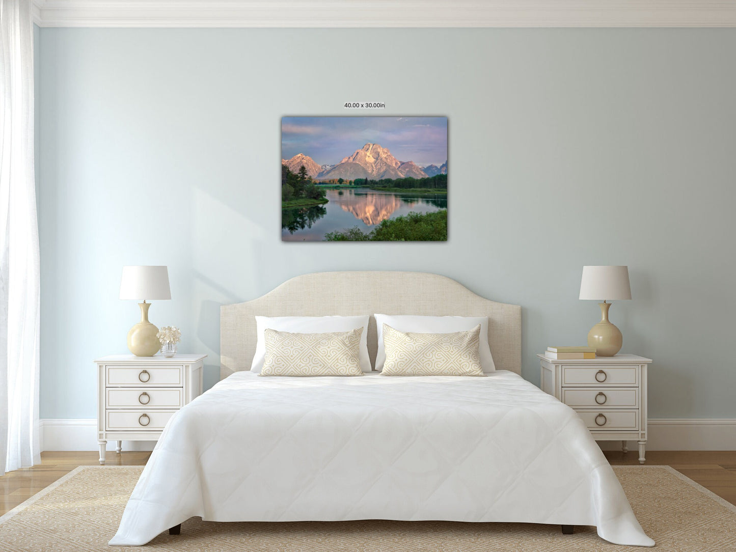 Grand Teton National Park Print, Oxbow Bend Sunrise Mountain Landscape, Wyoming Canvas Wall Art Prints, Decor for Home, Living Room, Office