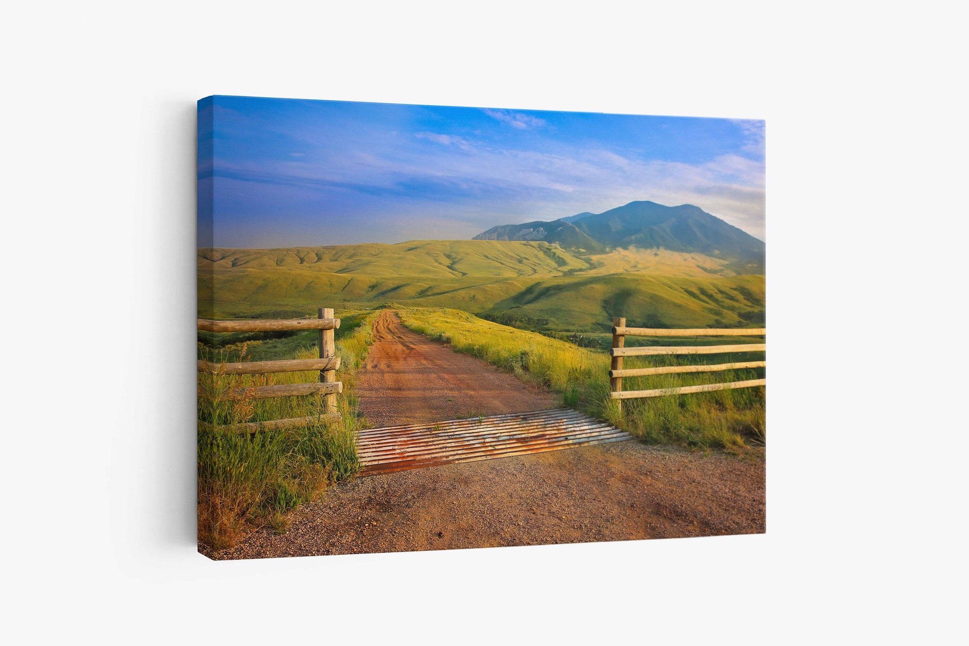 Montana Mountain Landscape Print, Wyoming Mountain Landscape, Red Dirt Road, Big Sky Country, Rural Mountain Photo Canvas, Country Wall Art