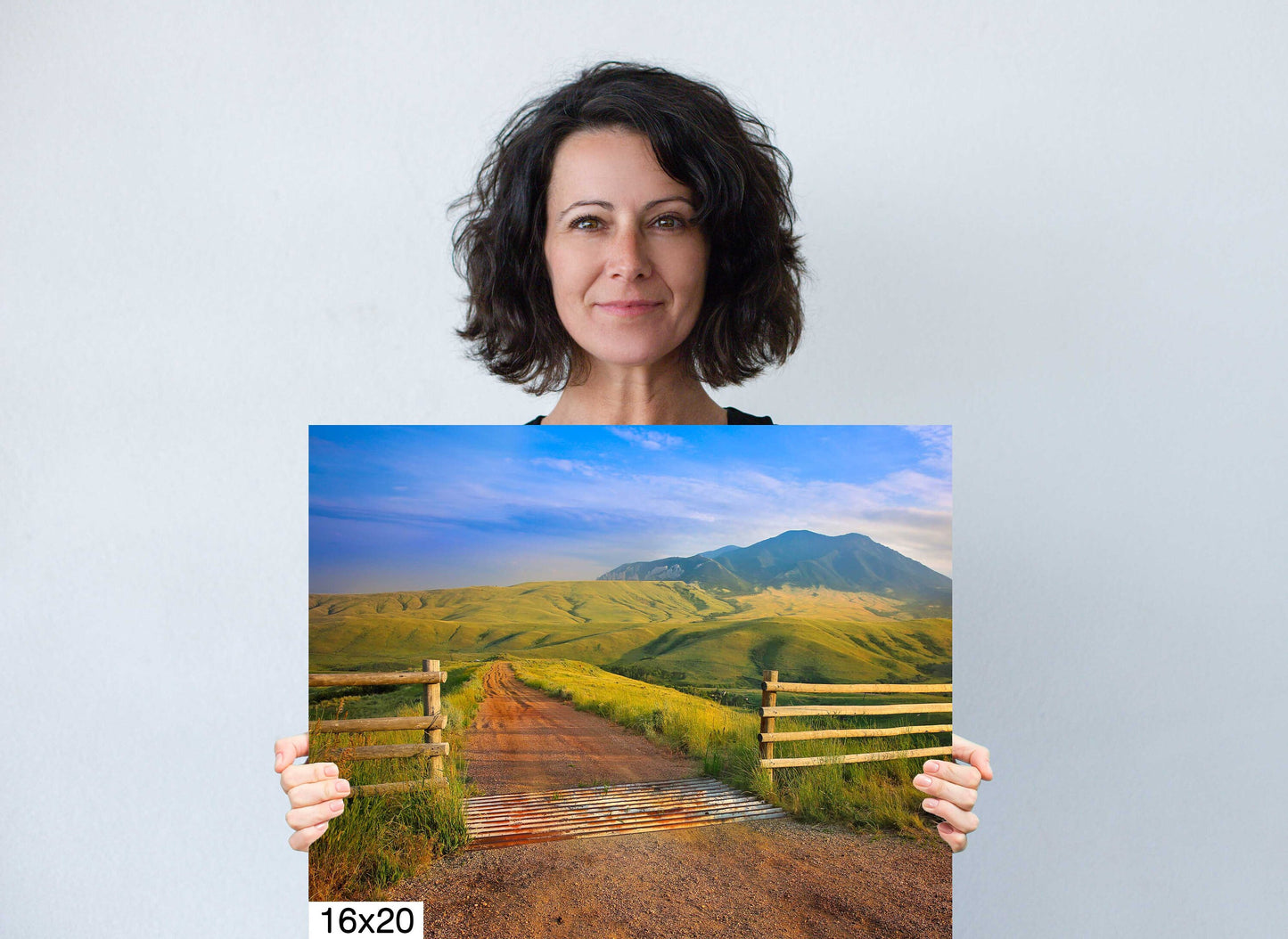 Montana Mountain Landscape Print, Wyoming Mountain Landscape, Red Dirt Road, Big Sky Country, Rural Mountain Photo Canvas, Country Wall Art