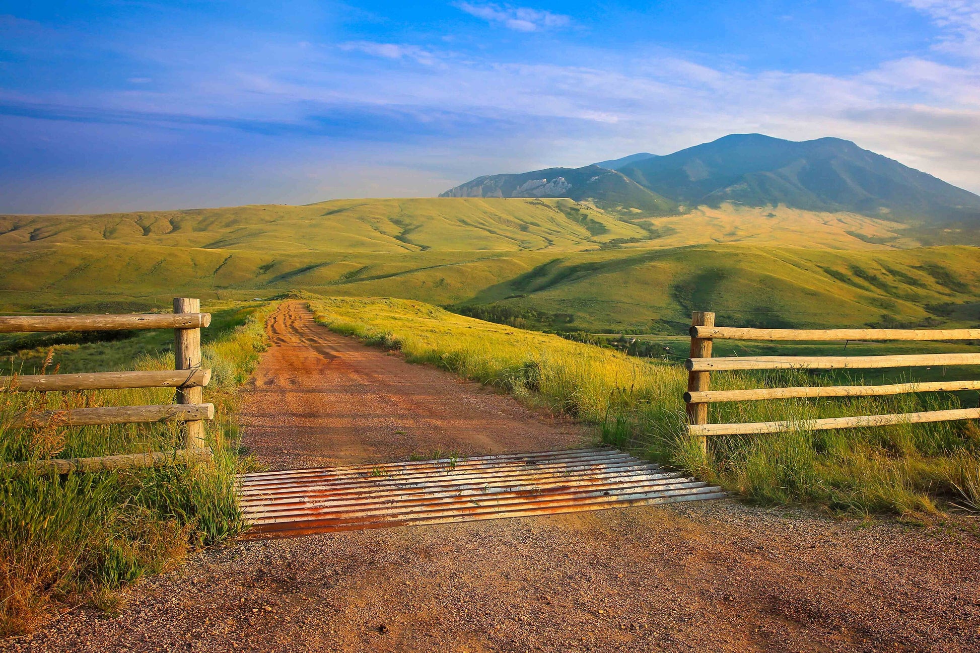 Montana Mountain Landscape Print, Wyoming Mountain Landscape, Red Dirt Road, Big Sky Country, Rural Mountain Photo Canvas, Country Wall Art