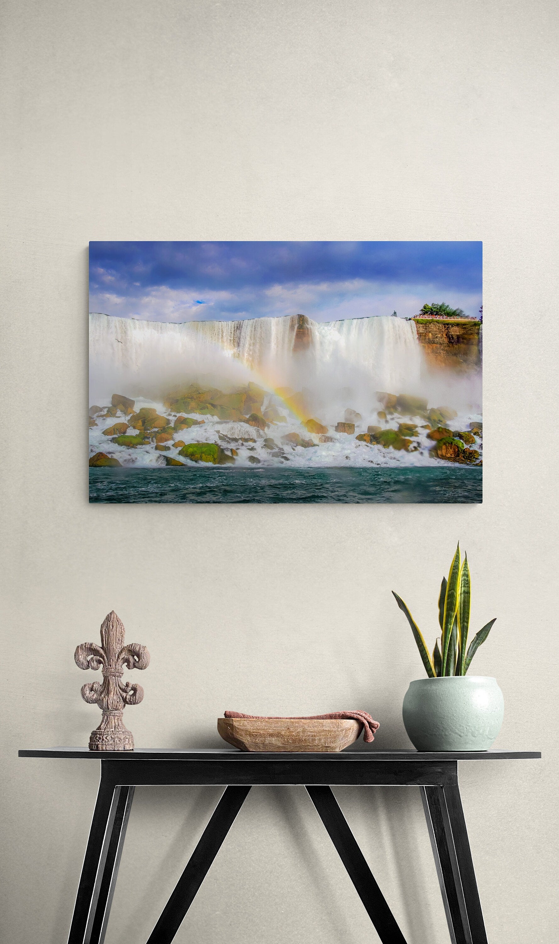 Nature Photo Sale, Niagara Falls Base With Rainbow Print, Canvas Wall Art Prints, Wall Decor Ideal for Home