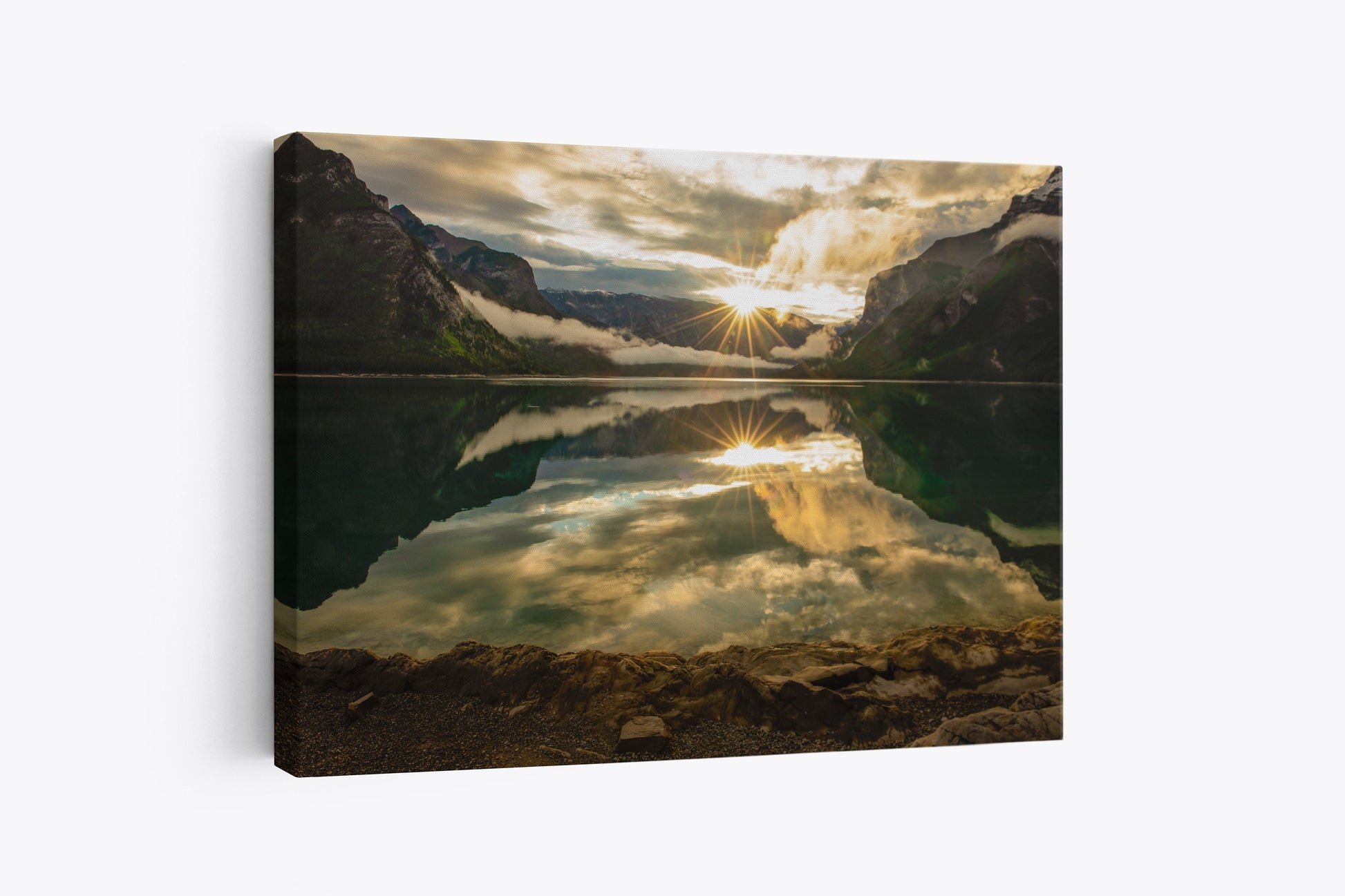 Banff Canada Sunrise Landscape Print, Lake Minnewanka Sunrise, Dramatic Landscape Canvas Wall Art Prints, Wall Decor for Home or Office