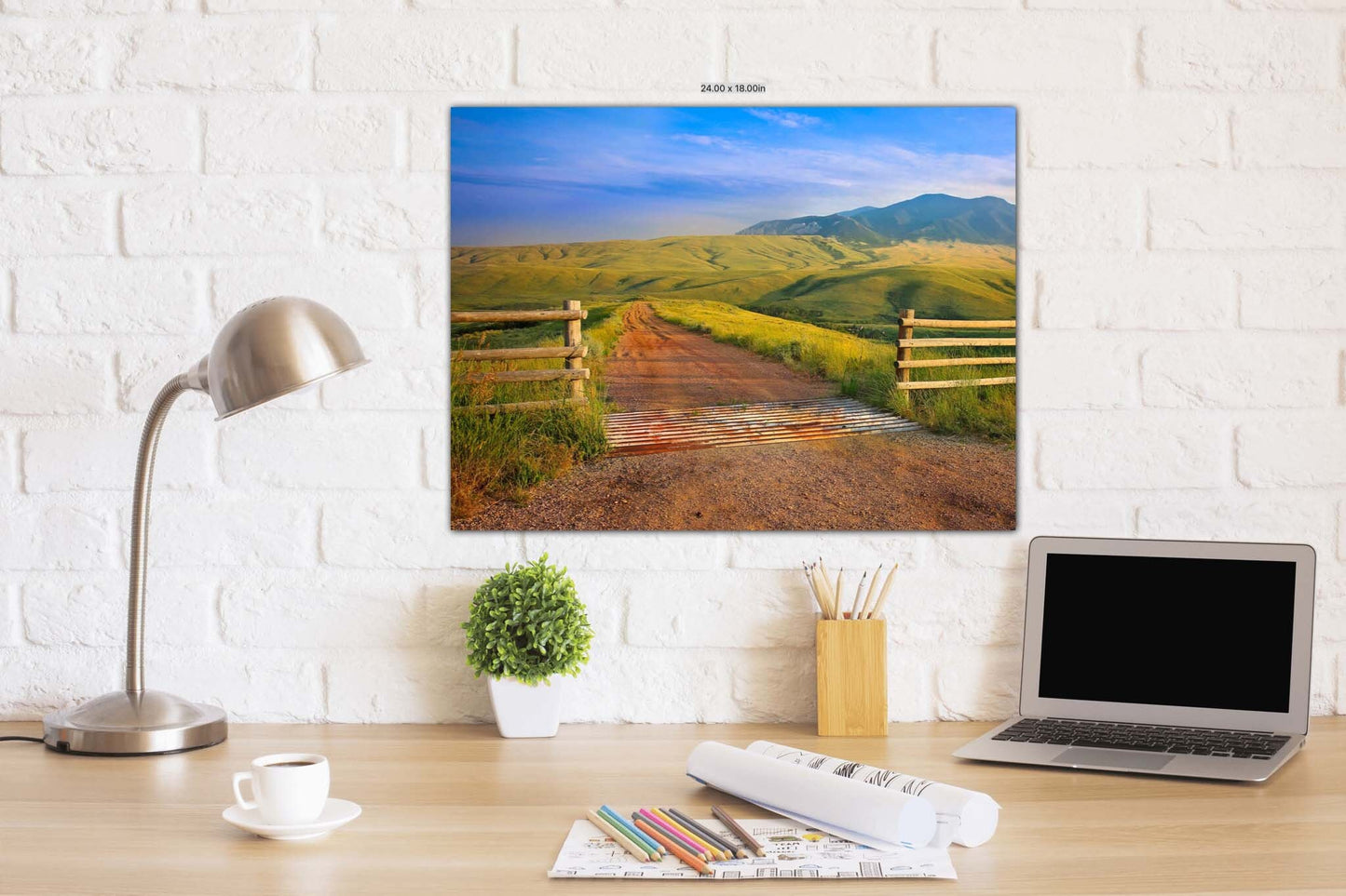 Montana Mountain Landscape Print, Wyoming Mountain Landscape, Red Dirt Road, Big Sky Country, Rural Mountain Photo Canvas, Country Wall Art