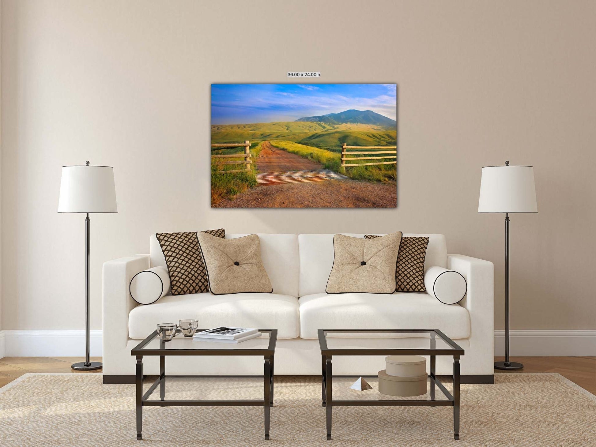 Montana Mountain Landscape Print, Wyoming Mountain Landscape, Red Dirt Road, Big Sky Country, Rural Mountain Photo Canvas, Country Wall Art