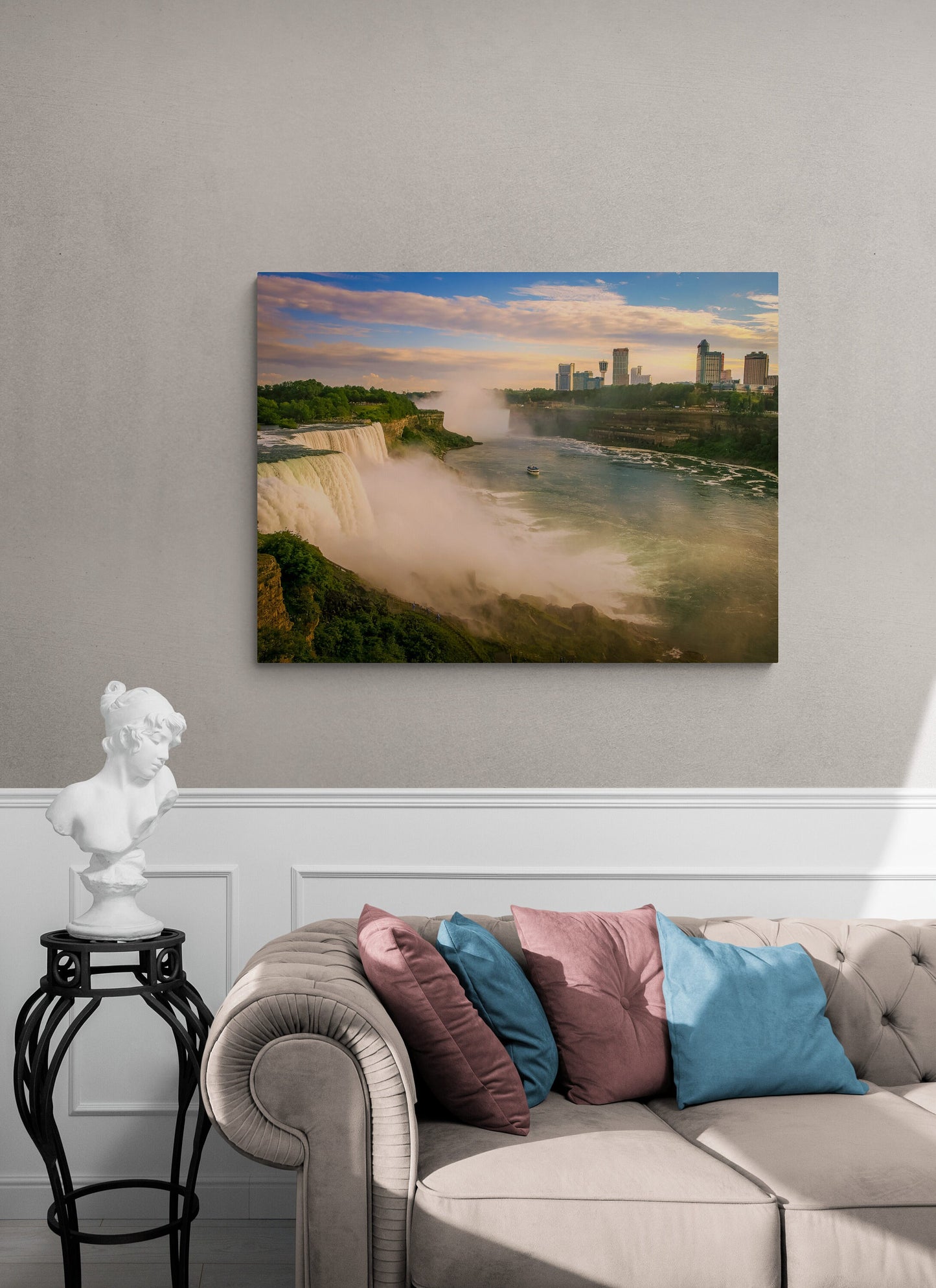 Niagara Falls Golden Hour on US-Canada Border Print, Canvas Wall Art Prints, Wall Decor for Home, Living Room, Bedroom, Office and Kitchen