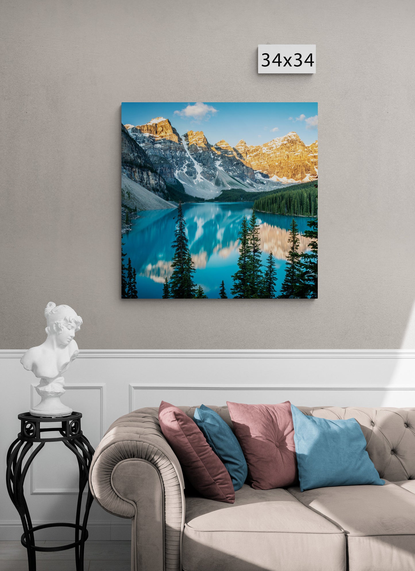 Photography Landscape Canvas Wall Art Print, Moraine Lake Sunrise, Banff National Park Canada, Made in USA, Fine Art Decor Home or Office