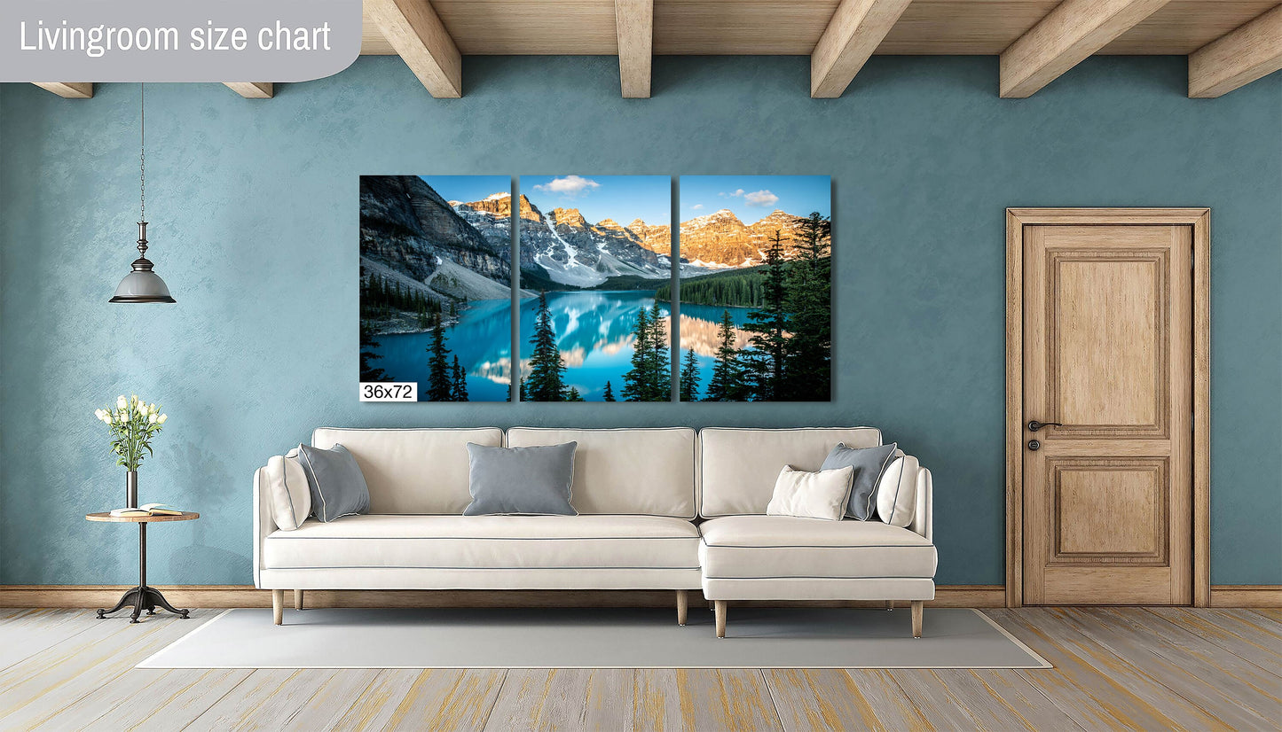 Photography Landscape Canvas Wall Art Print, Moraine Lake Sunrise, Banff National Park Canada, Made in USA, Fine Art Decor Home or Office