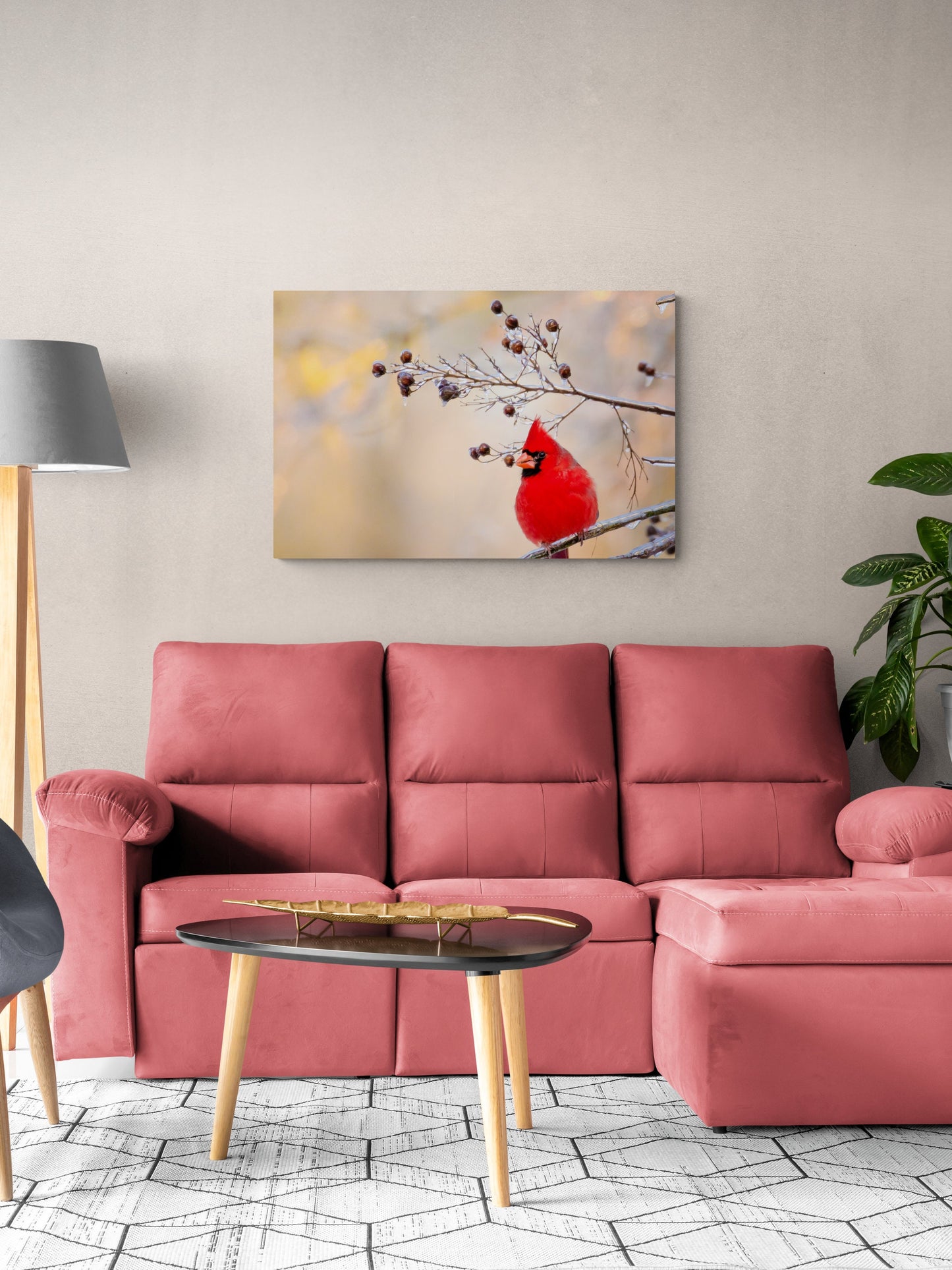 Red Cardinal Canvas Wall Art Prints, Texas Birds, Redbird Photo Canvas, Wall Decor Ideal for Home, Living Room, Bedroom and Kitchen