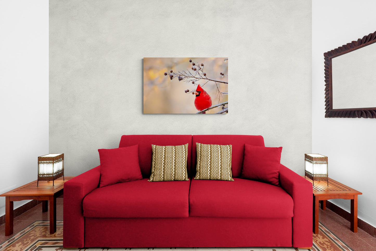 Red Cardinal Canvas Wall Art Prints, Texas Birds, Redbird Photo Canvas, Wall Decor Ideal for Home, Living Room, Bedroom and Kitchen