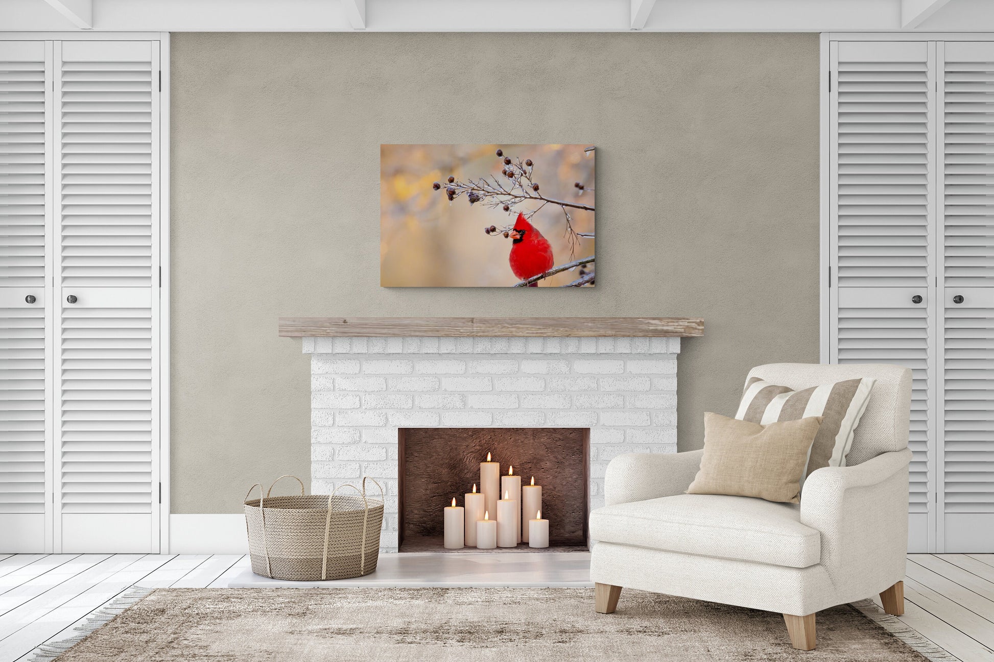 Red Cardinal Canvas Wall Art Prints, Texas Birds, Redbird Photo Canvas, Wall Decor Ideal for Home, Living Room, Bedroom and Kitchen