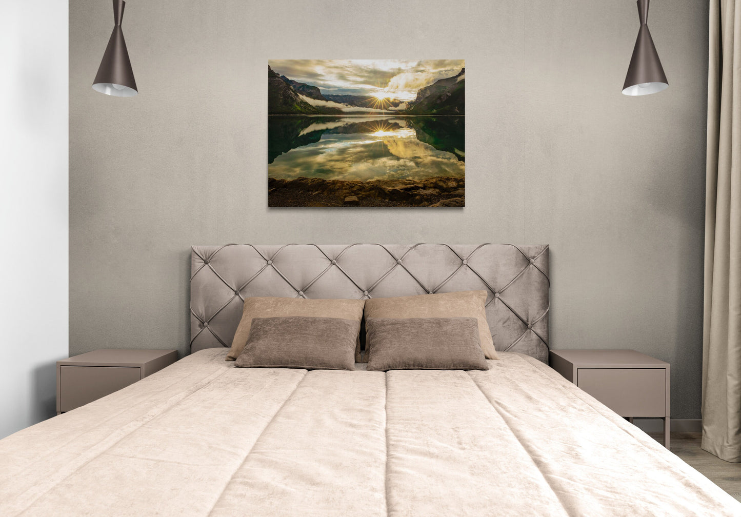 Banff Canada Sunrise Landscape Print, Lake Minnewanka Sunrise, Dramatic Landscape Canvas Wall Art Prints, Wall Decor for Home or Office