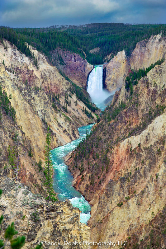 Yellowstone National Park, Waterfalls Fine Art Photography Vertical Landscape Print, Canvas Wall Decor Home Living Room, Bedroom Office