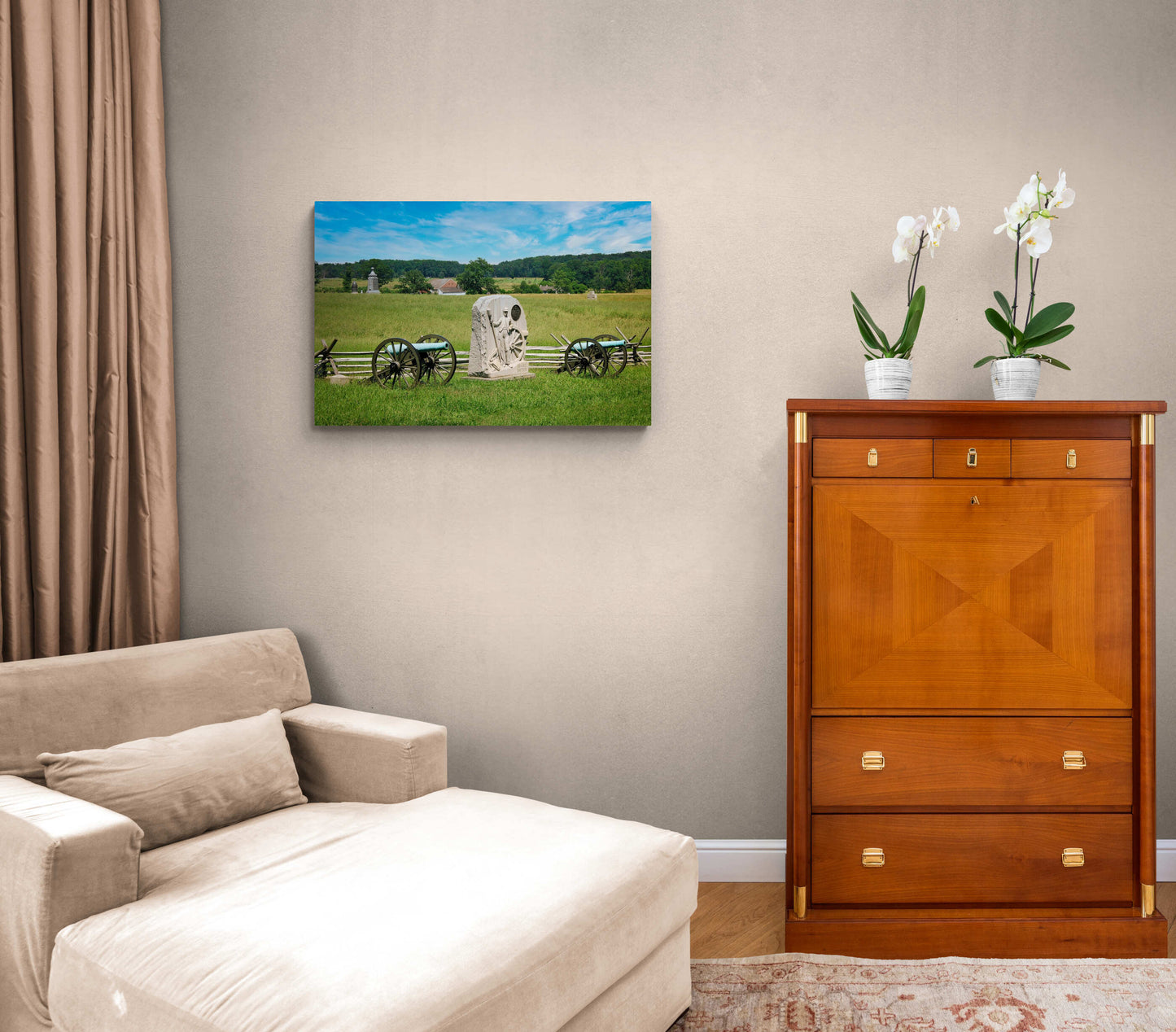 Gettysburg Cannons, Pennsylvania Civil War Photography Canvas, Landscape Print, Canvas Wall Art, Decor for Home,Living Room,Bedroom, Office