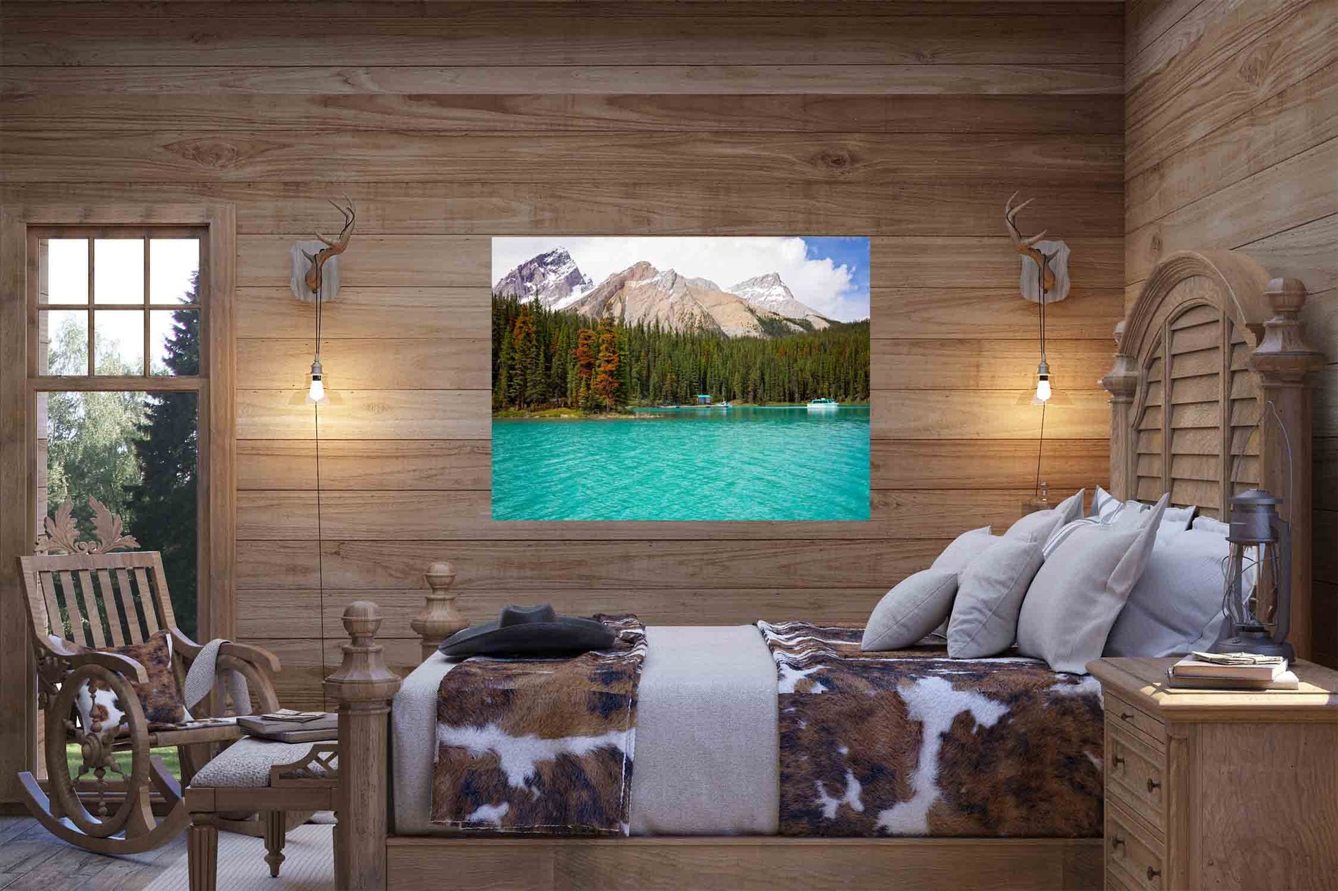 Photography Canvas Wall Art Prints,Jasper National Park Canada, Maligne Lake  Landscape Print, Decor for Home,Living Room, Bedroom, Office