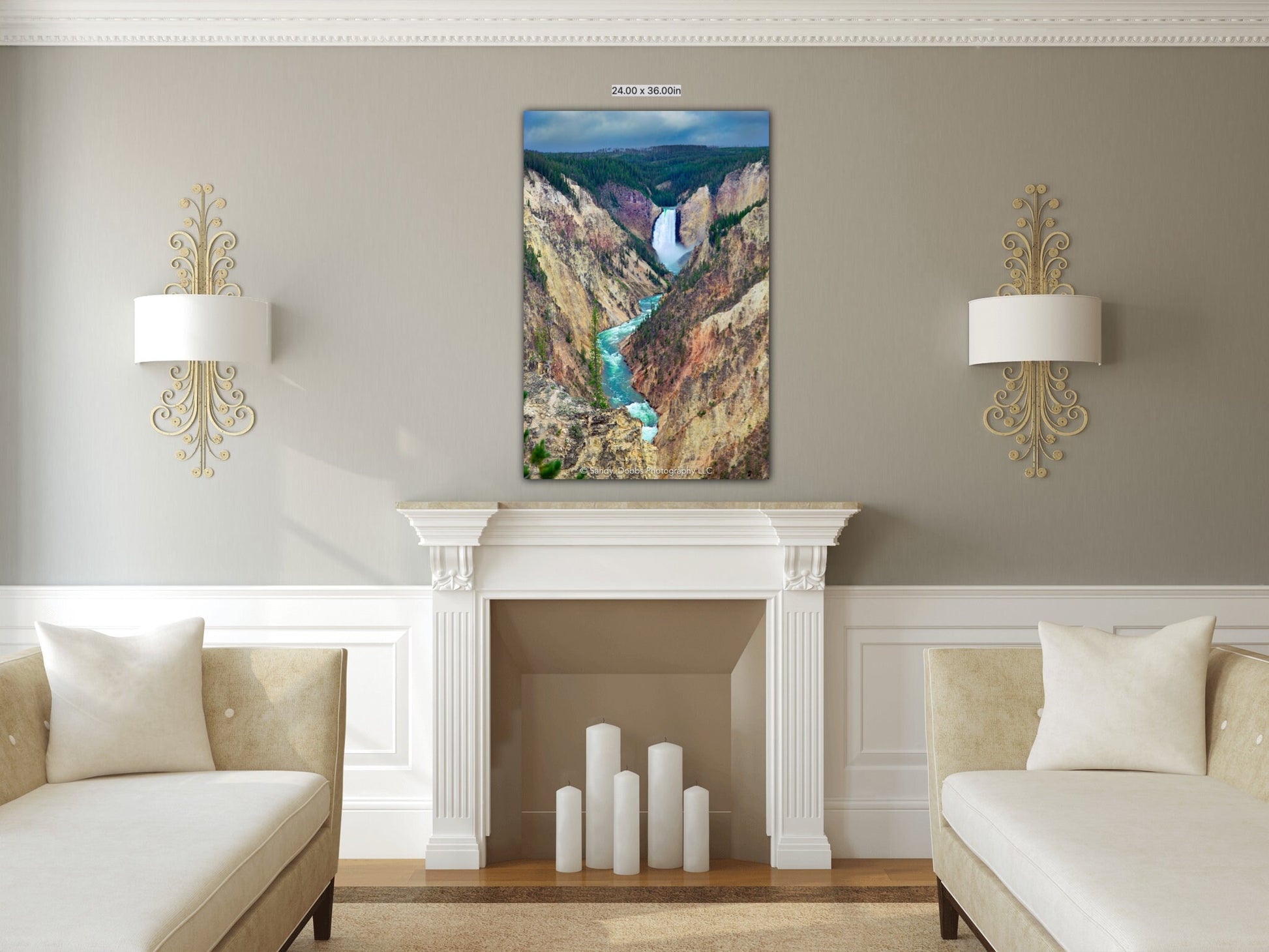 Yellowstone National Park, Waterfalls Fine Art Photography Vertical Landscape Print, Canvas Wall Decor Home Living Room, Bedroom Office