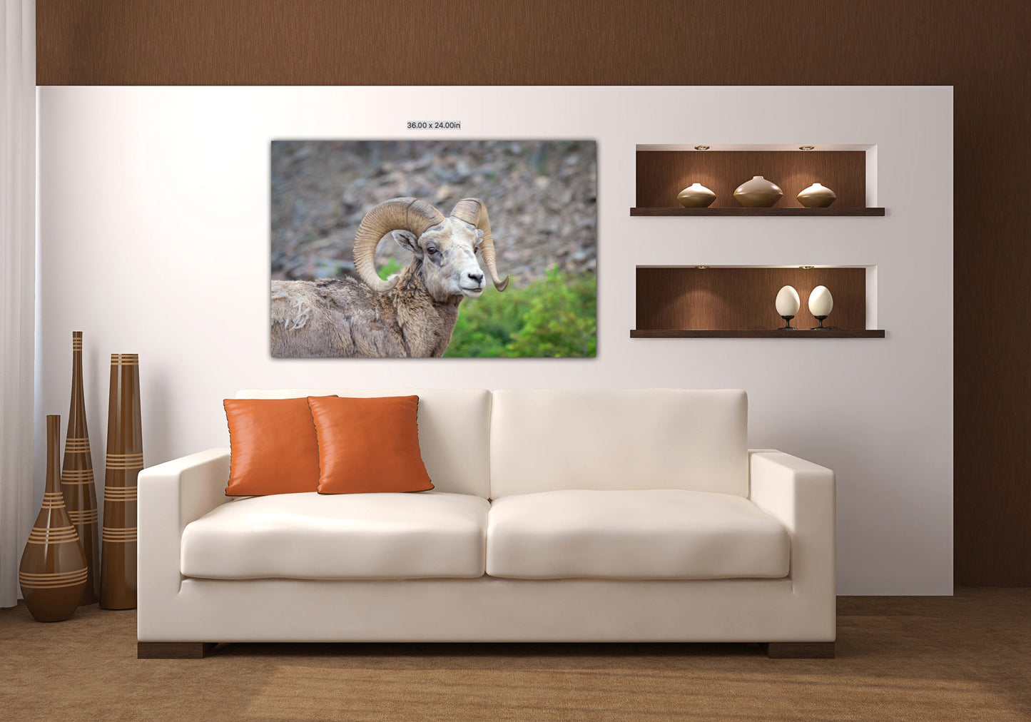 Big Horn Ram Wildlife Wall Canvas, Rocky Mountain Sheep Photography, Banff National Park Art Prints, Decor for Home ,Living Room, Bedroom