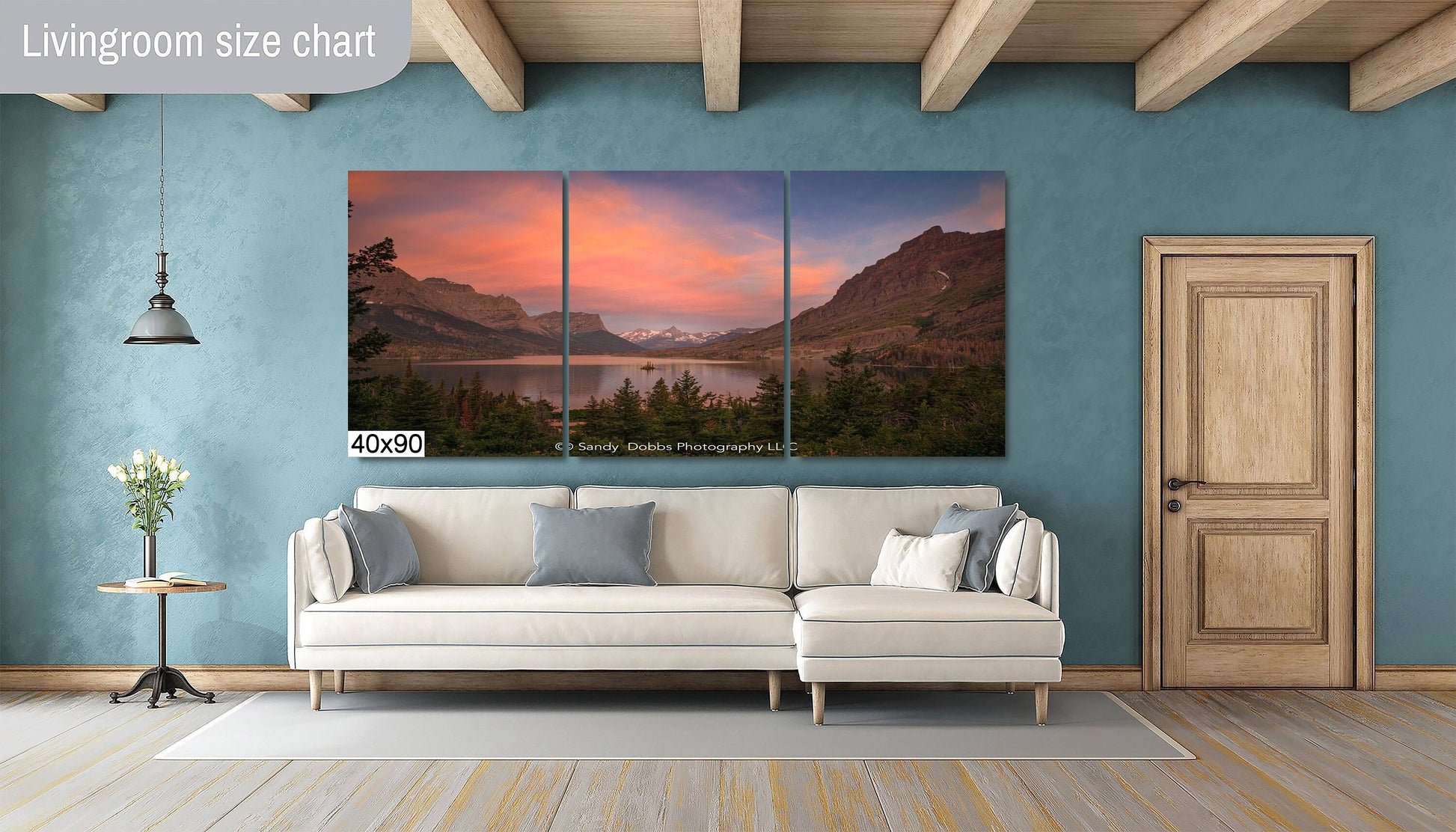 Glacier National Park,Sunrise at Goose Island St. Mary Lake,Montana Mountain Landscape,Canvas Wall Art Prints for Living Room,Bedroom