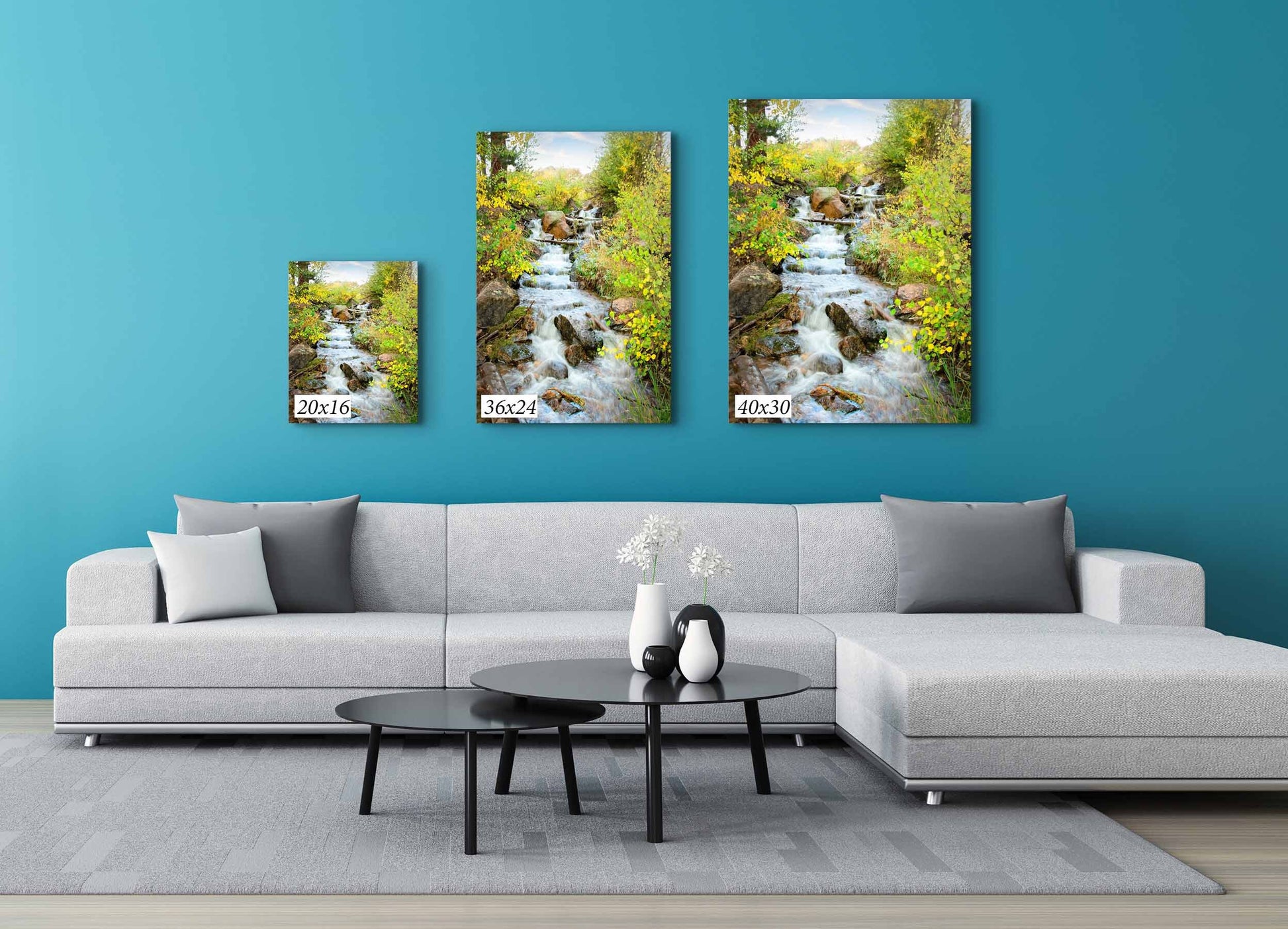 Mountain Stream Photo Print, Rocky Mountain National Park Fall Aspens, Colorado Vertical Landscape Canvas Wall Art, Forest Scene Home Decor