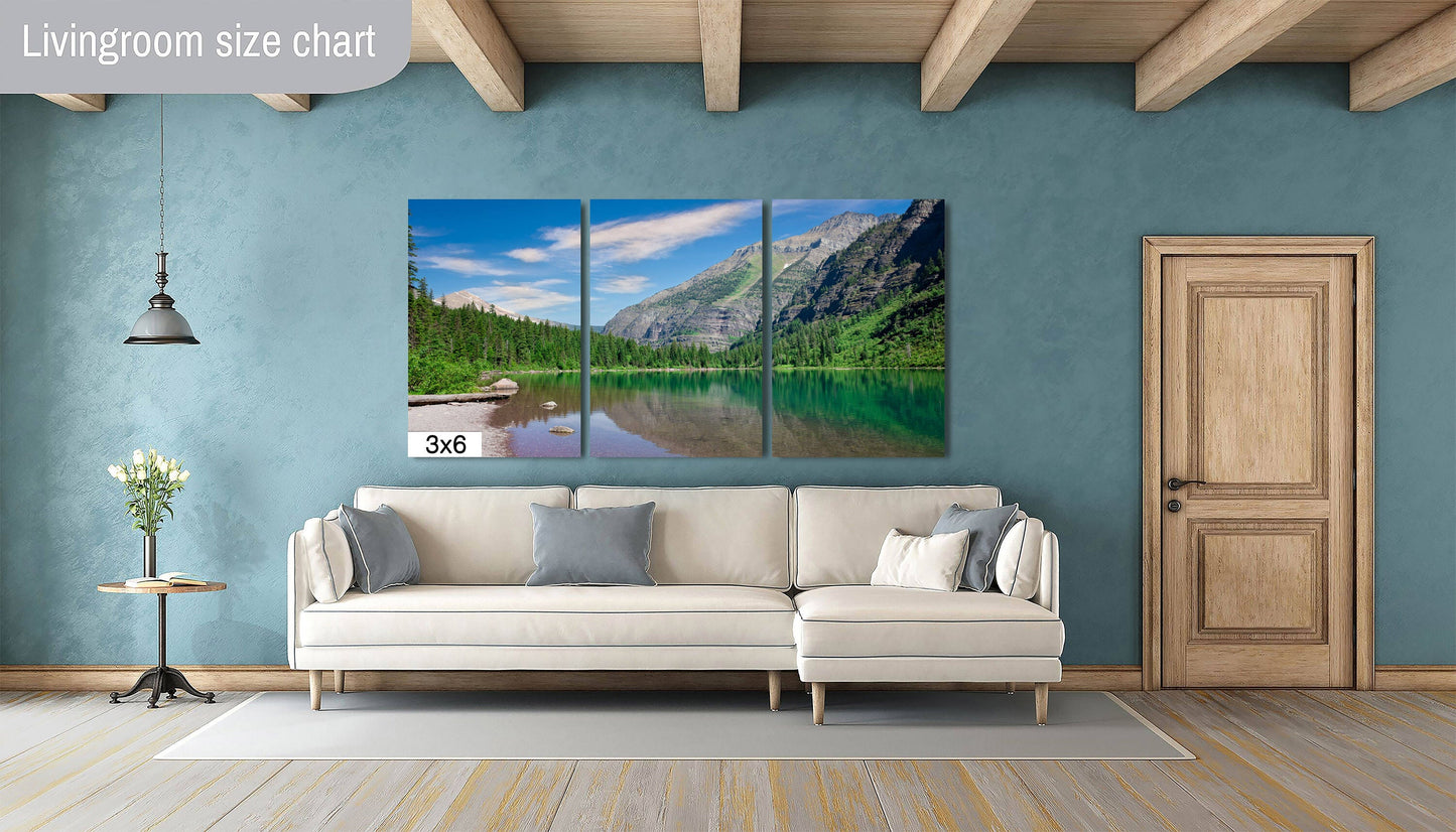 Rocky Mountain Photography, Landscape Canvas Wall Art Print, Glacier National Park Avalanche Lake, Fine Art, Decor Home Office Living