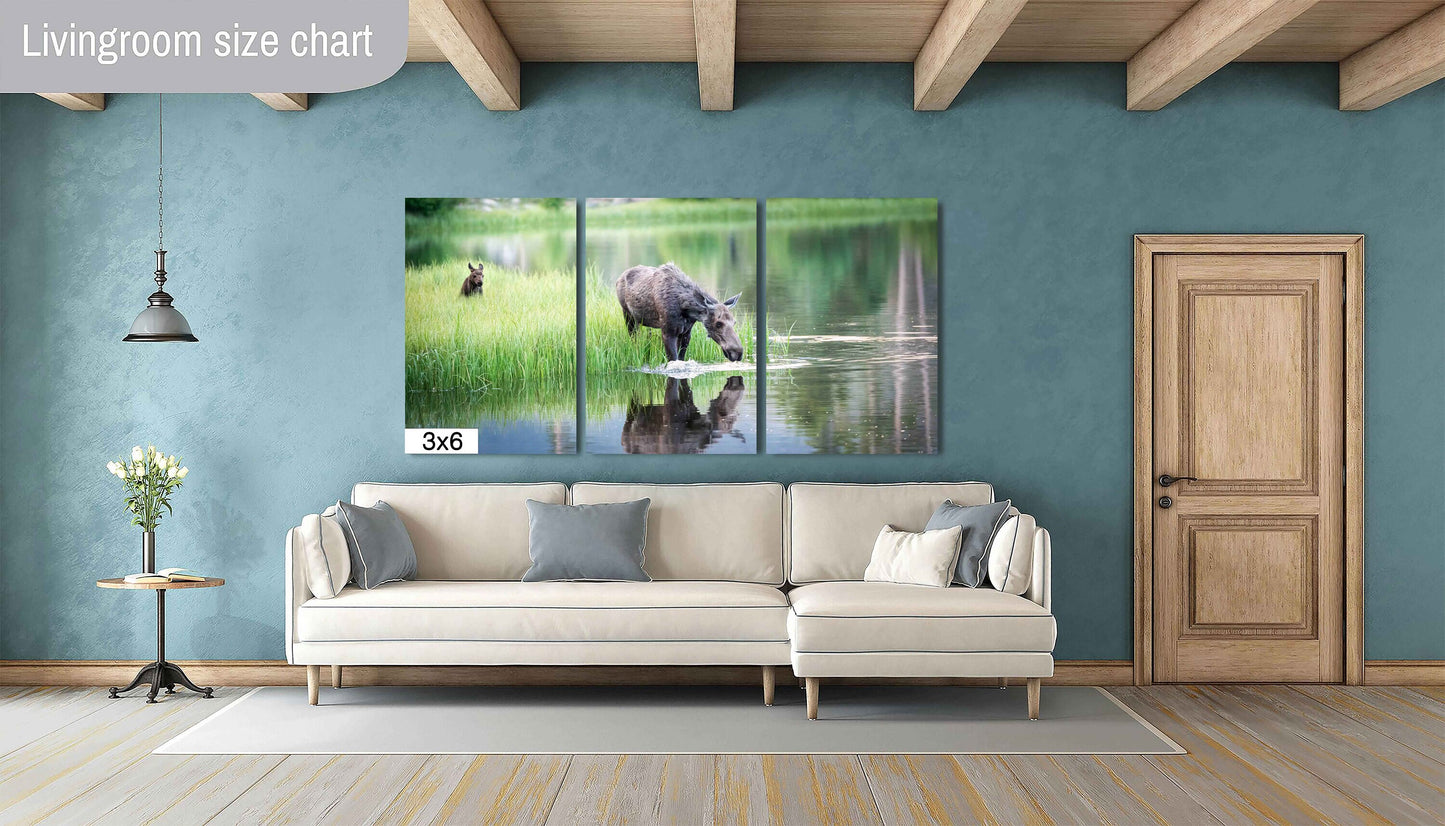 Moose Wall Art, Wildlife Wall Canvas, Rocky Mountain National Park, Colorado Canvas Wall Art Prints, Decor for Home,Living Room, Bedroom