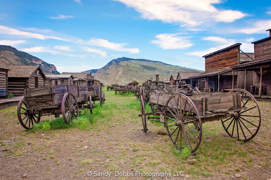 Old West Photography Decor, Old Wagons Wyoming Photo, Wrapped Canvas Print, Rustic Style, Ghost Town Cowboy Art, Western Art Wall Pictures